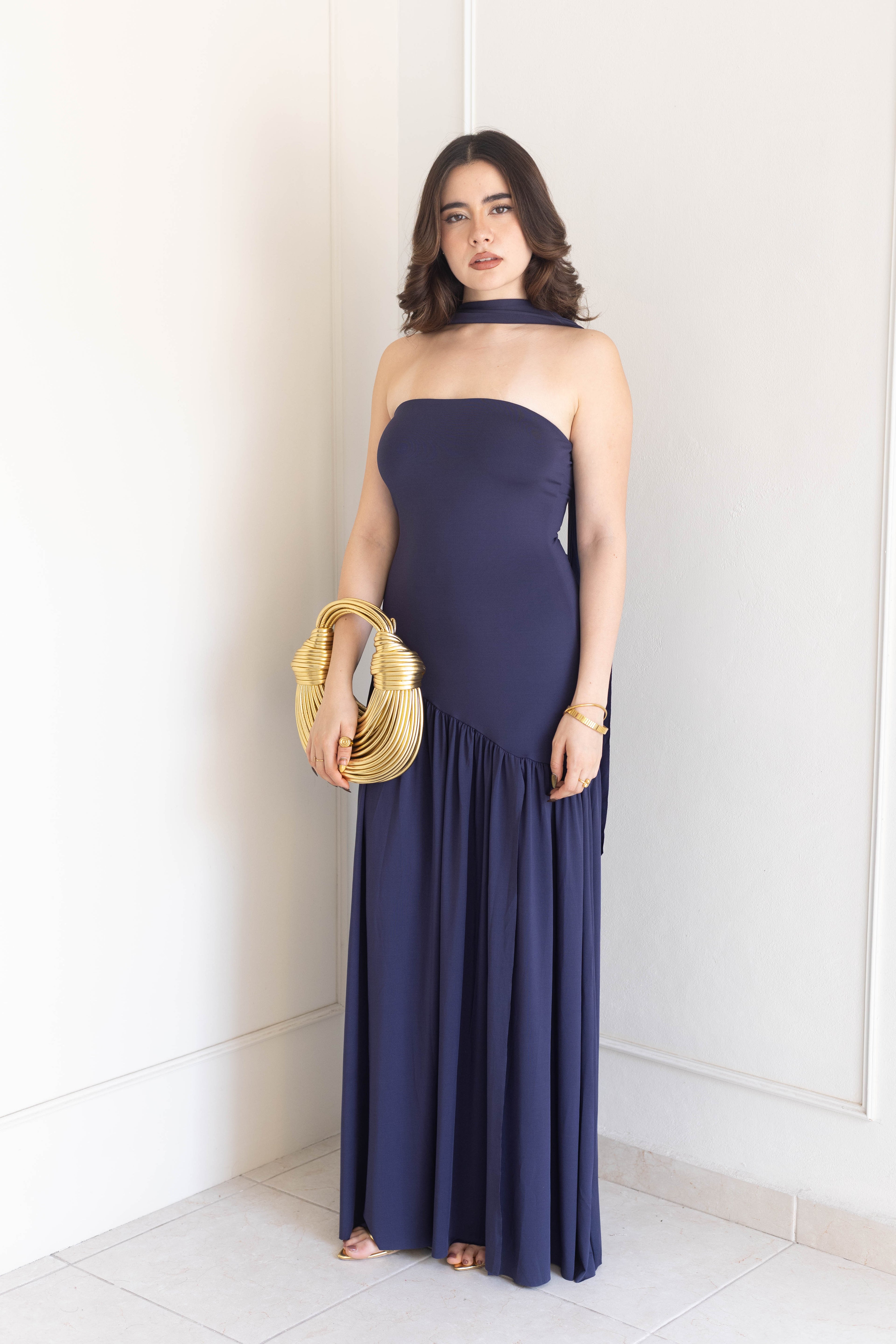 Vestido corbatín azul marino