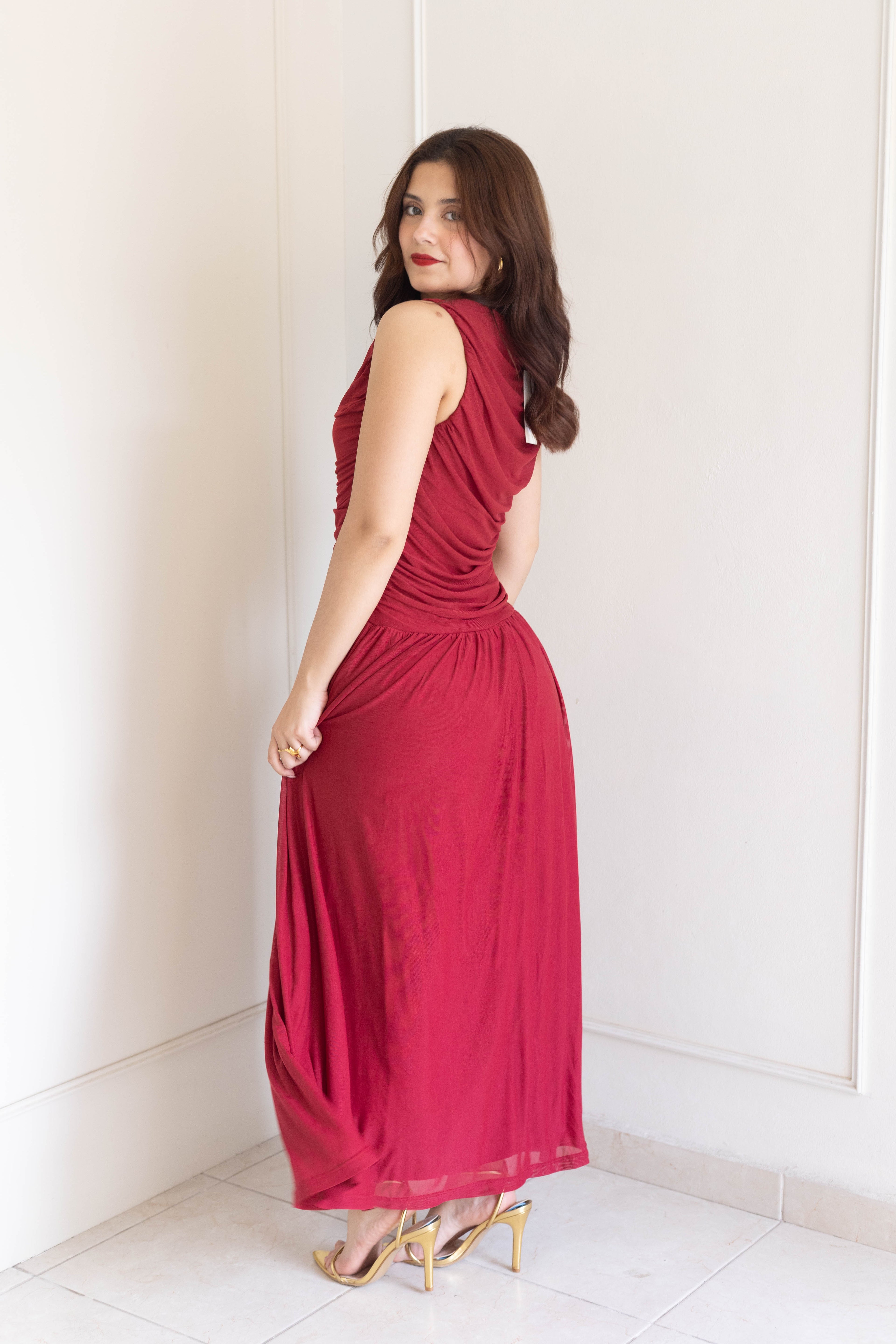 Vestido mesh corrugado