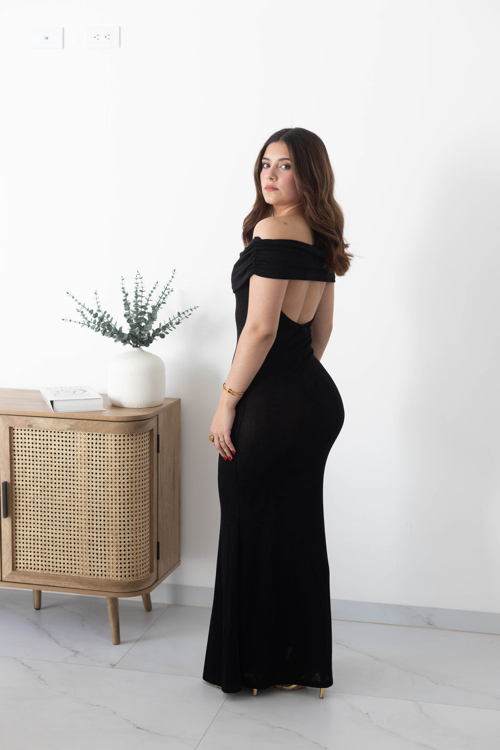 Vestido largo manga campesina