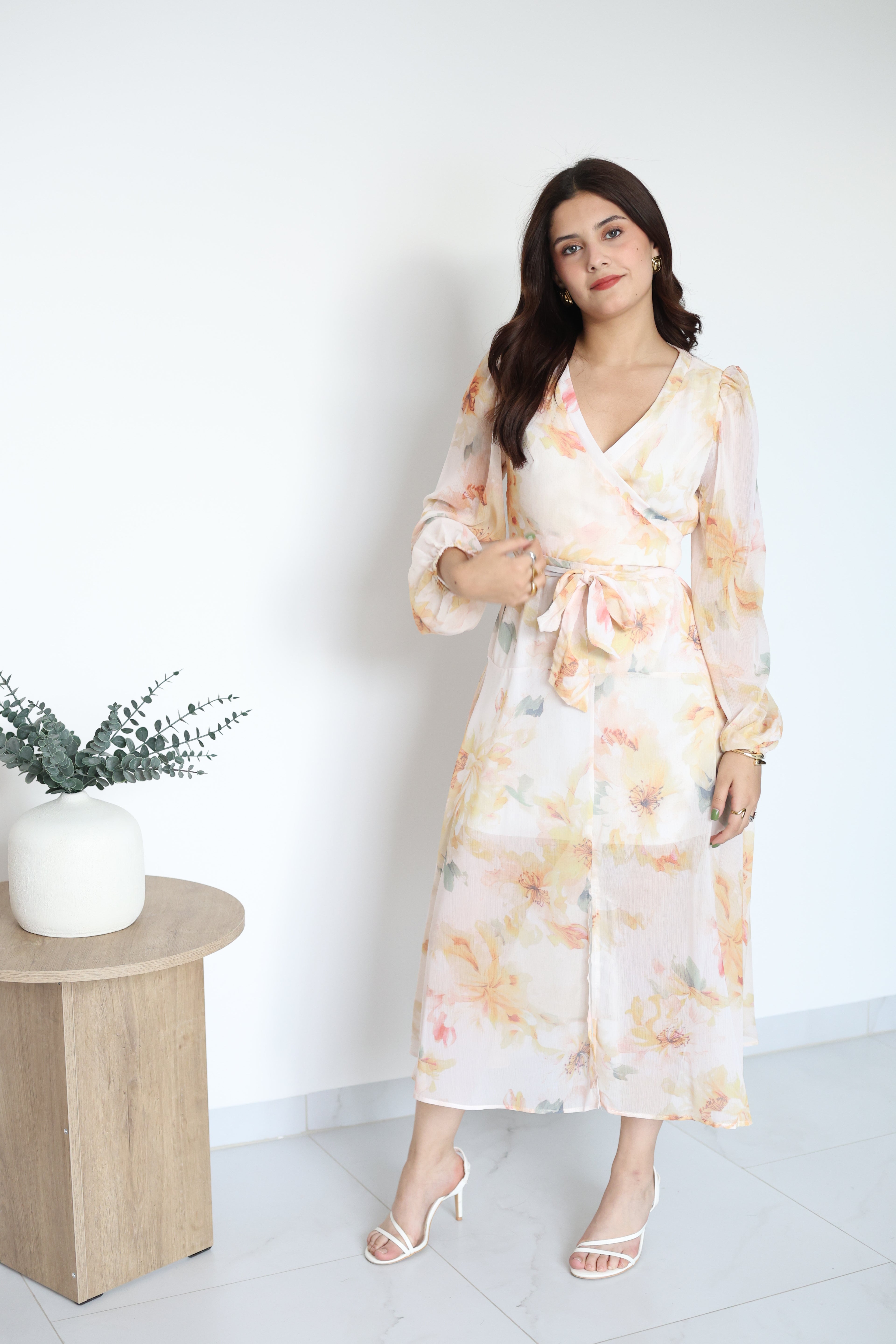 Vestido MIDI floral amarillo