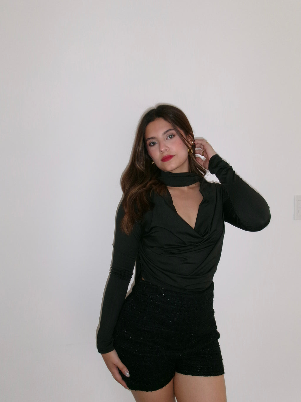 Blusa manga larga corbatín