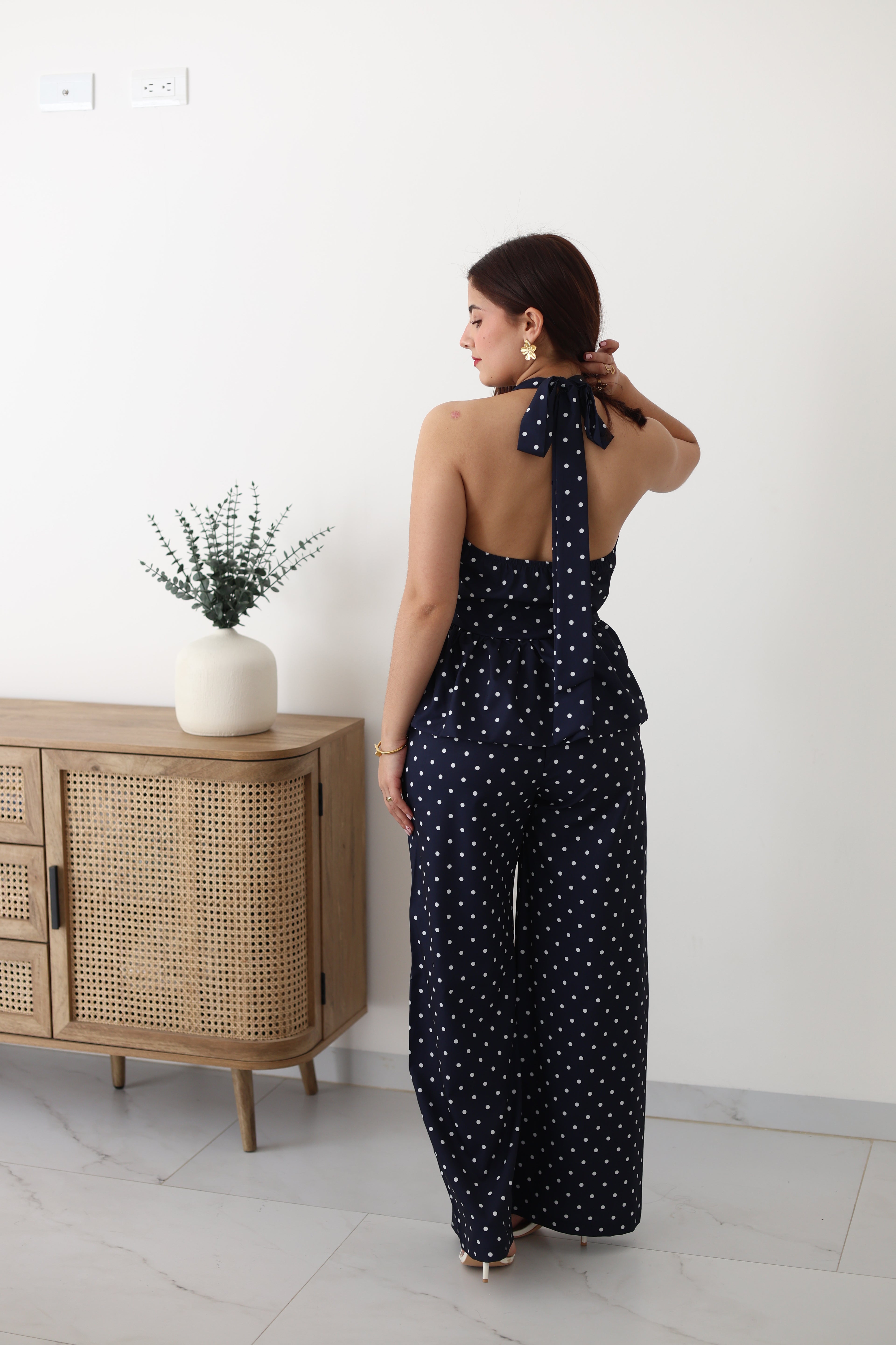 Conjunto 2pz puntos azul marino