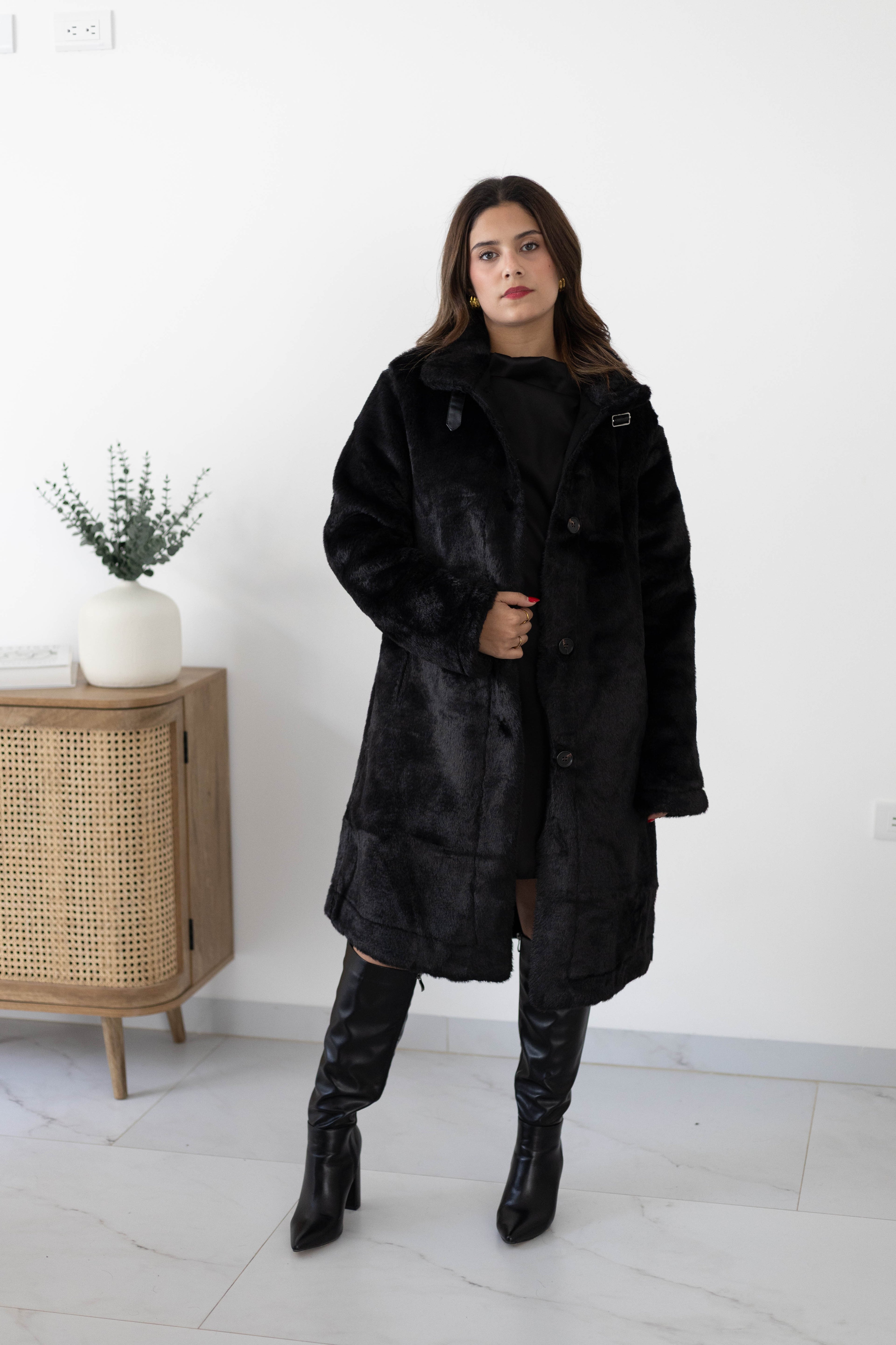 Abrigo peluche largo