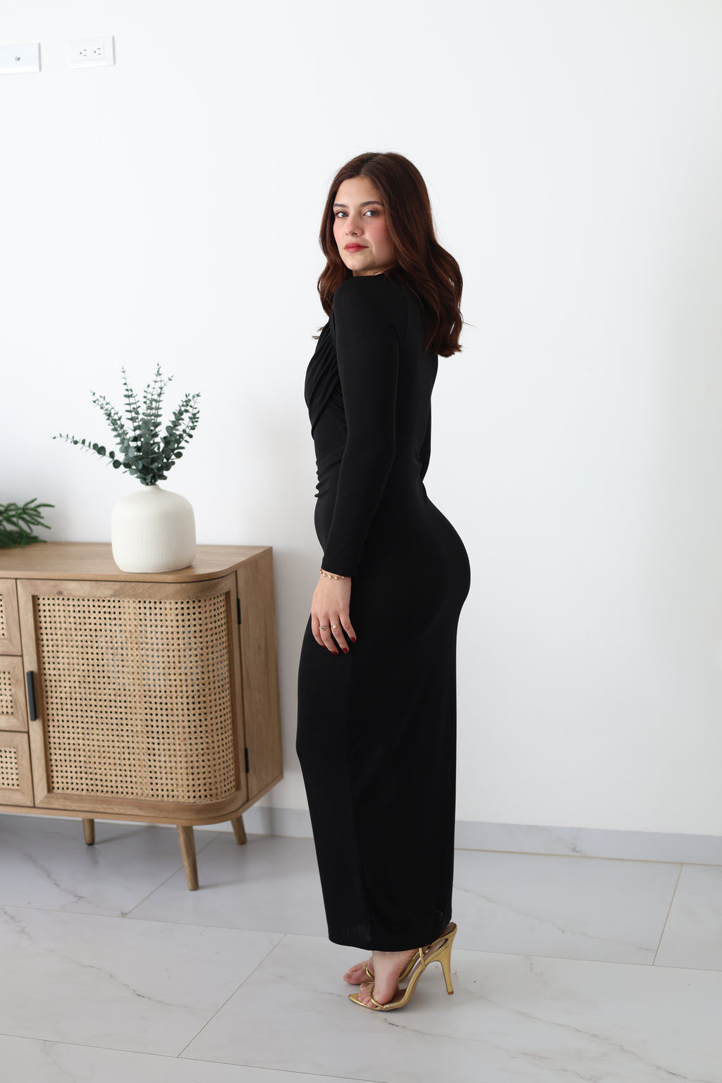 Vestido largo manga larga