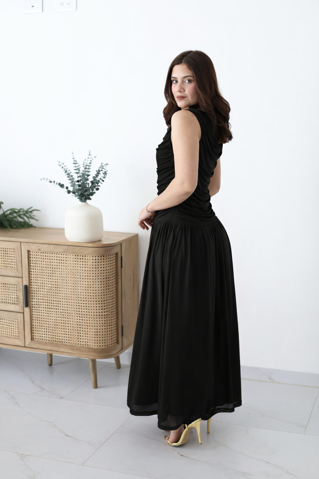 Vestido mesh corrugado