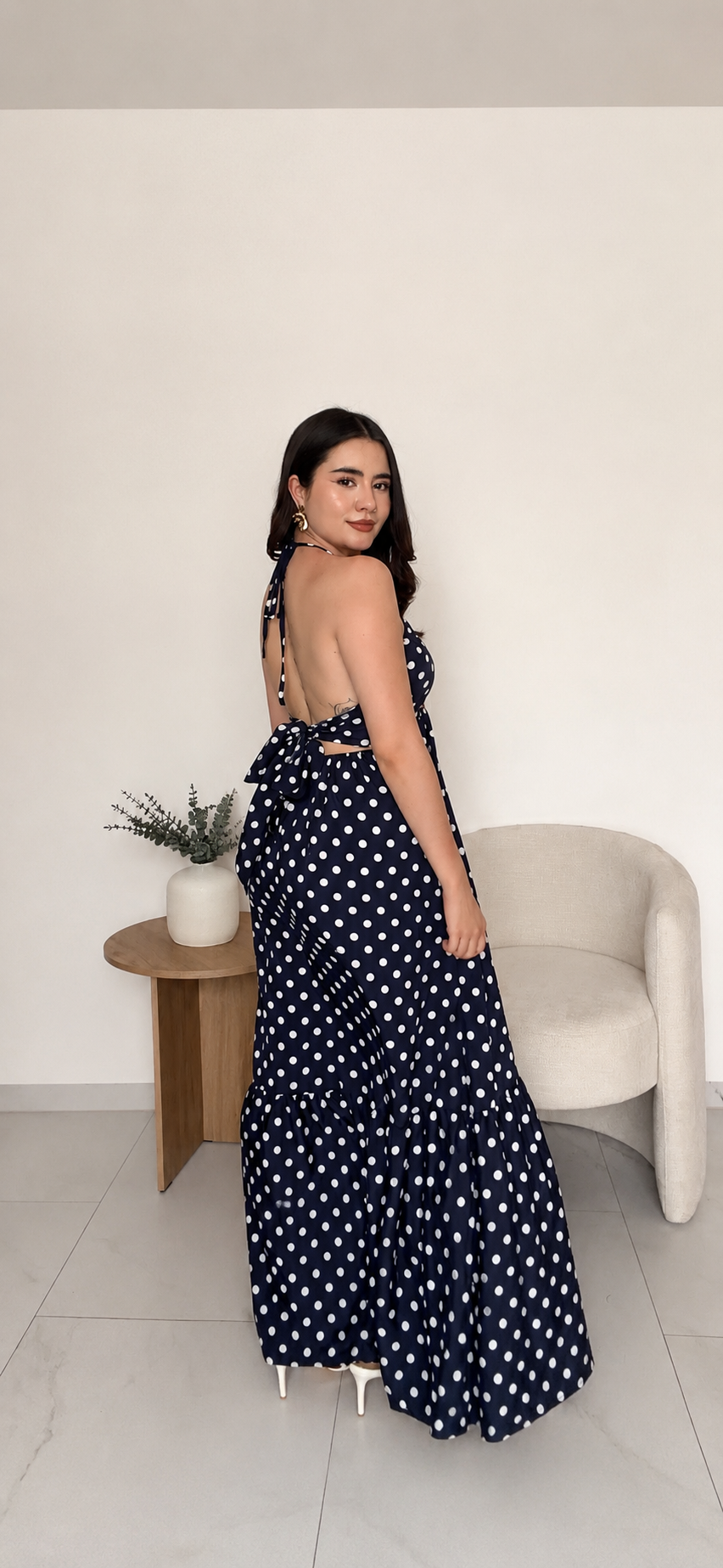 Vestido puntos largo
