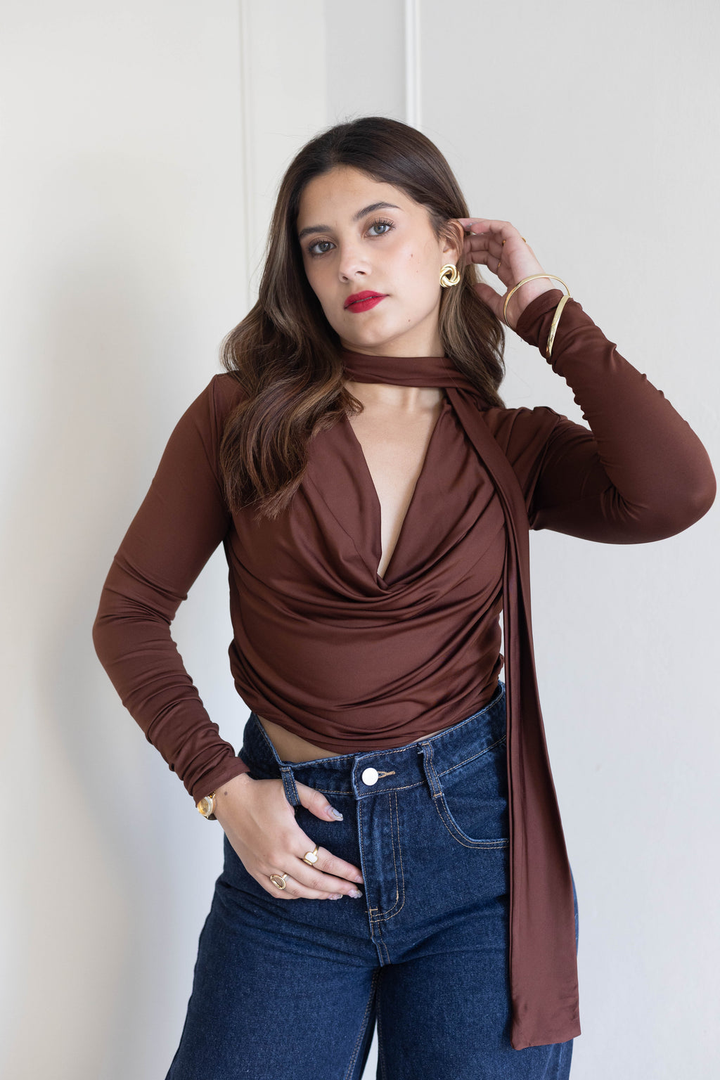 Blusa manga larga corbatín