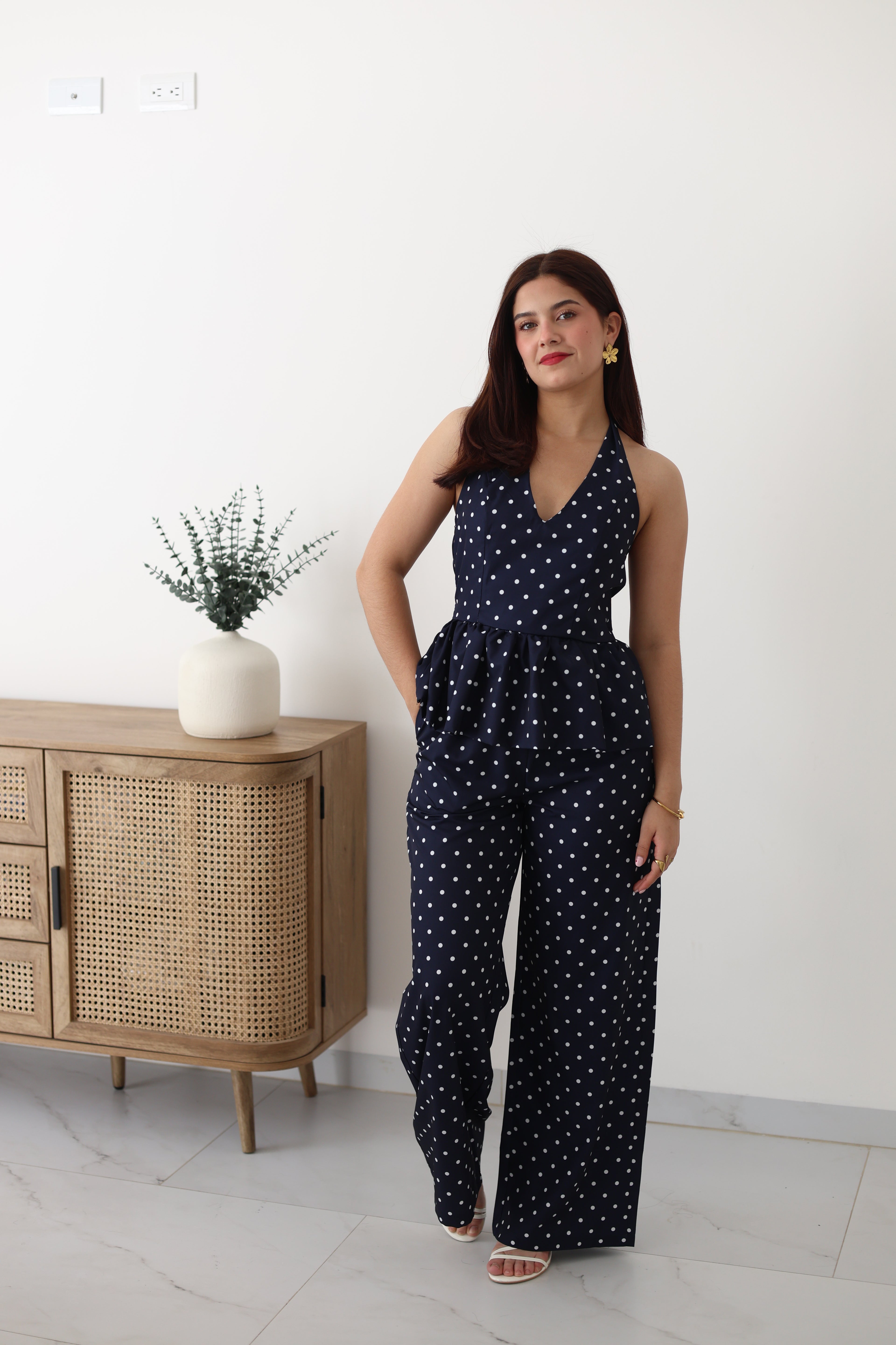 Conjunto 2pz puntos azul marino