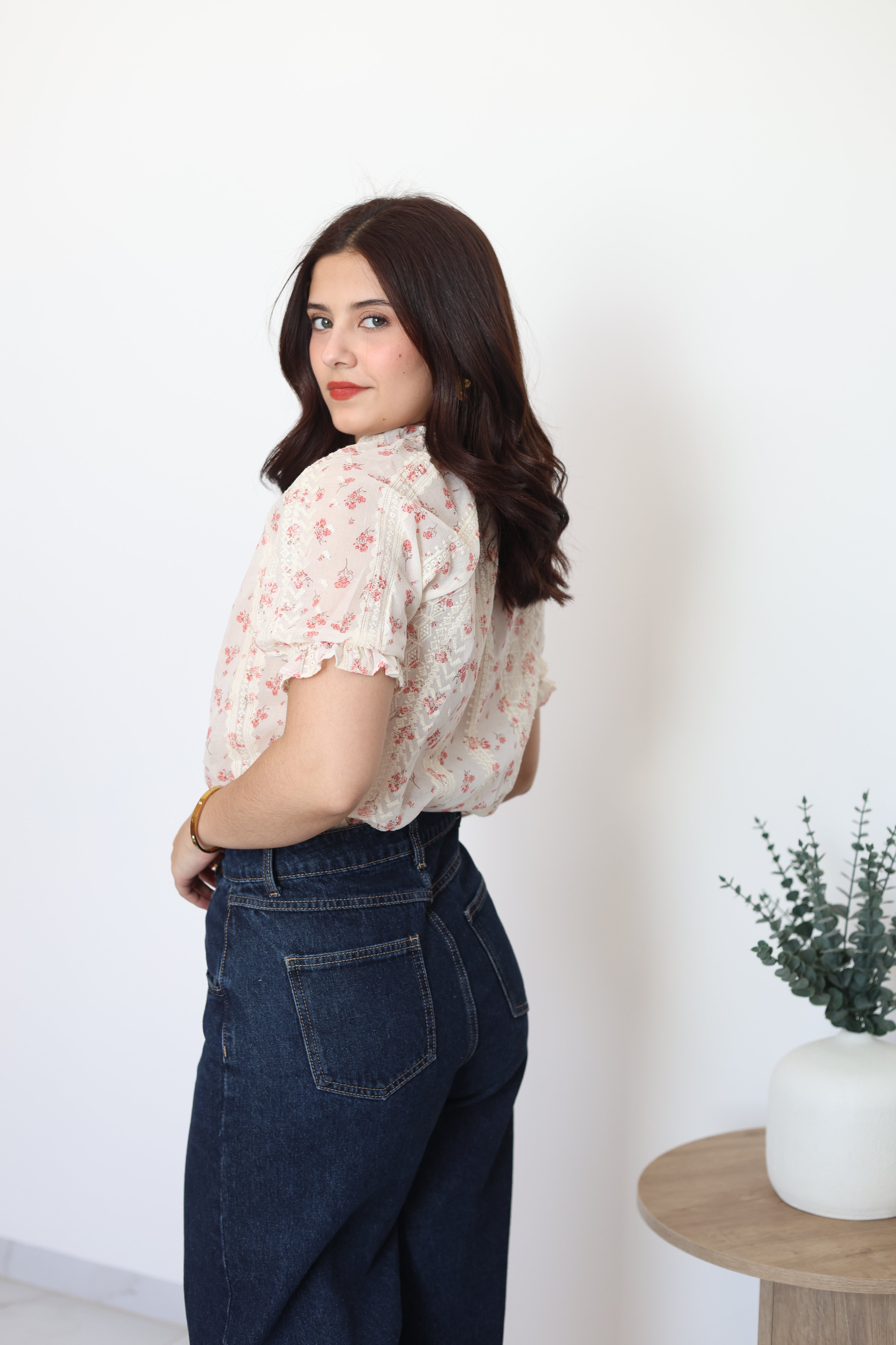 Blusa bordada rosa