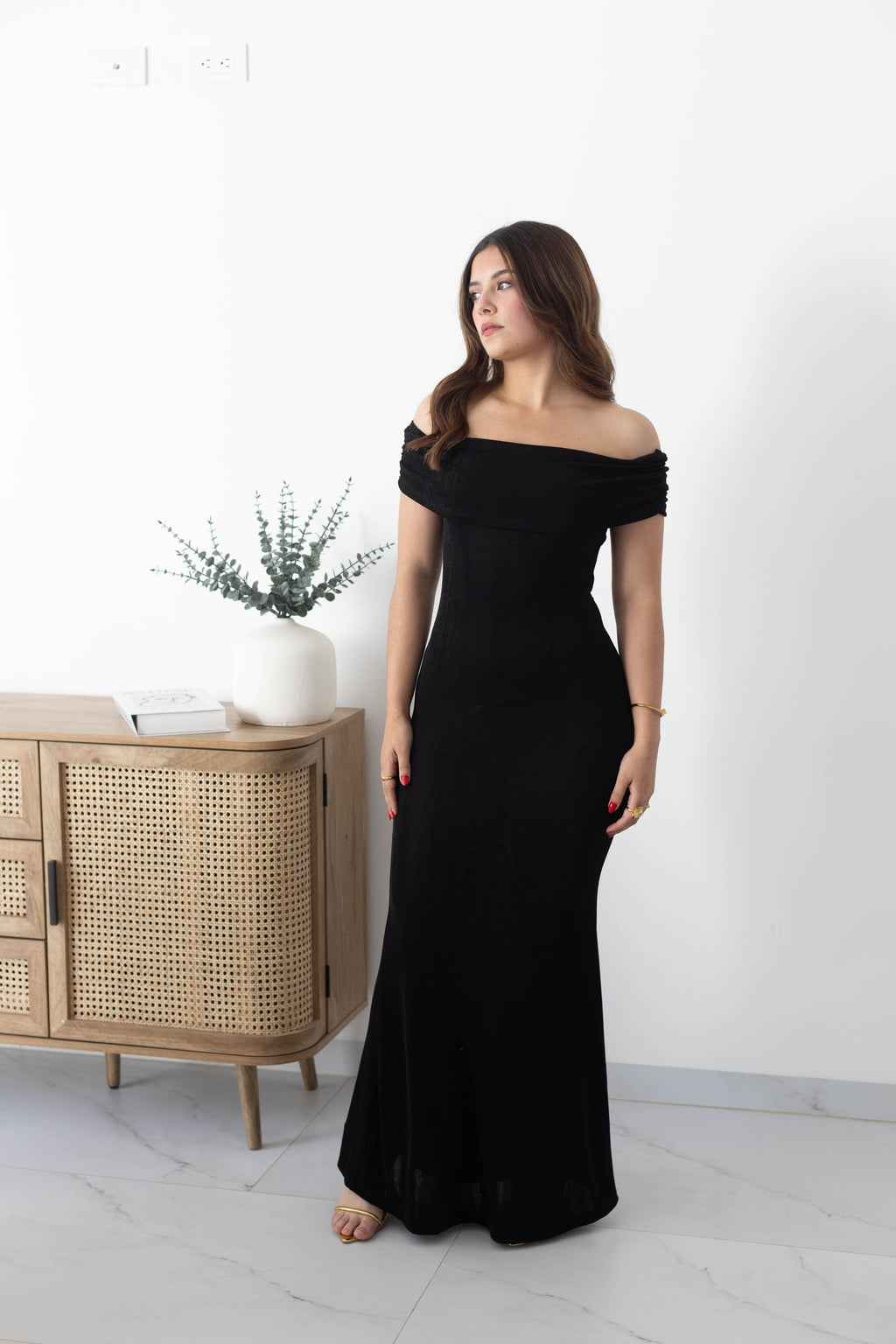 Vestido largo manga campesina