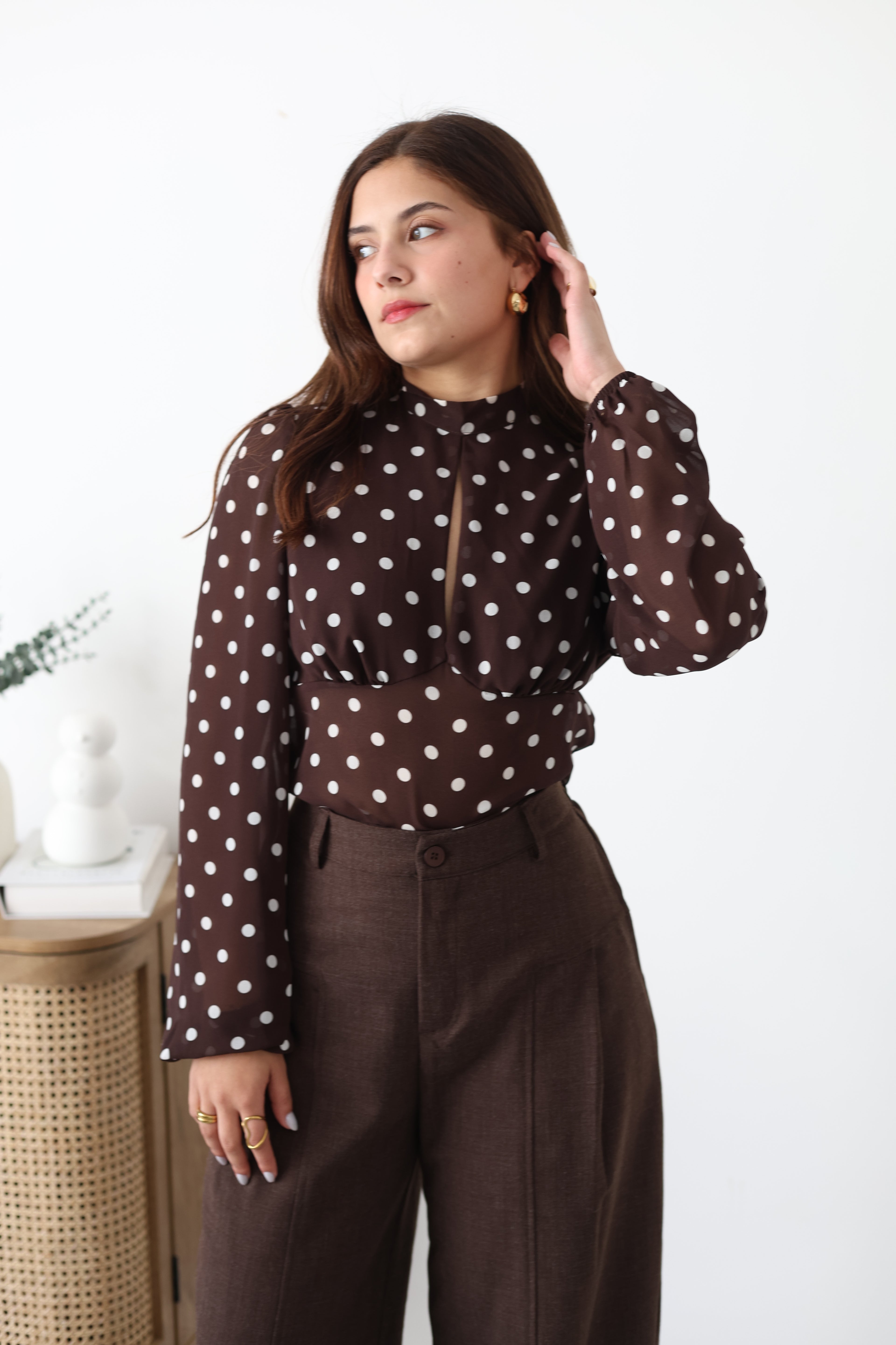 Blusa de puntos café