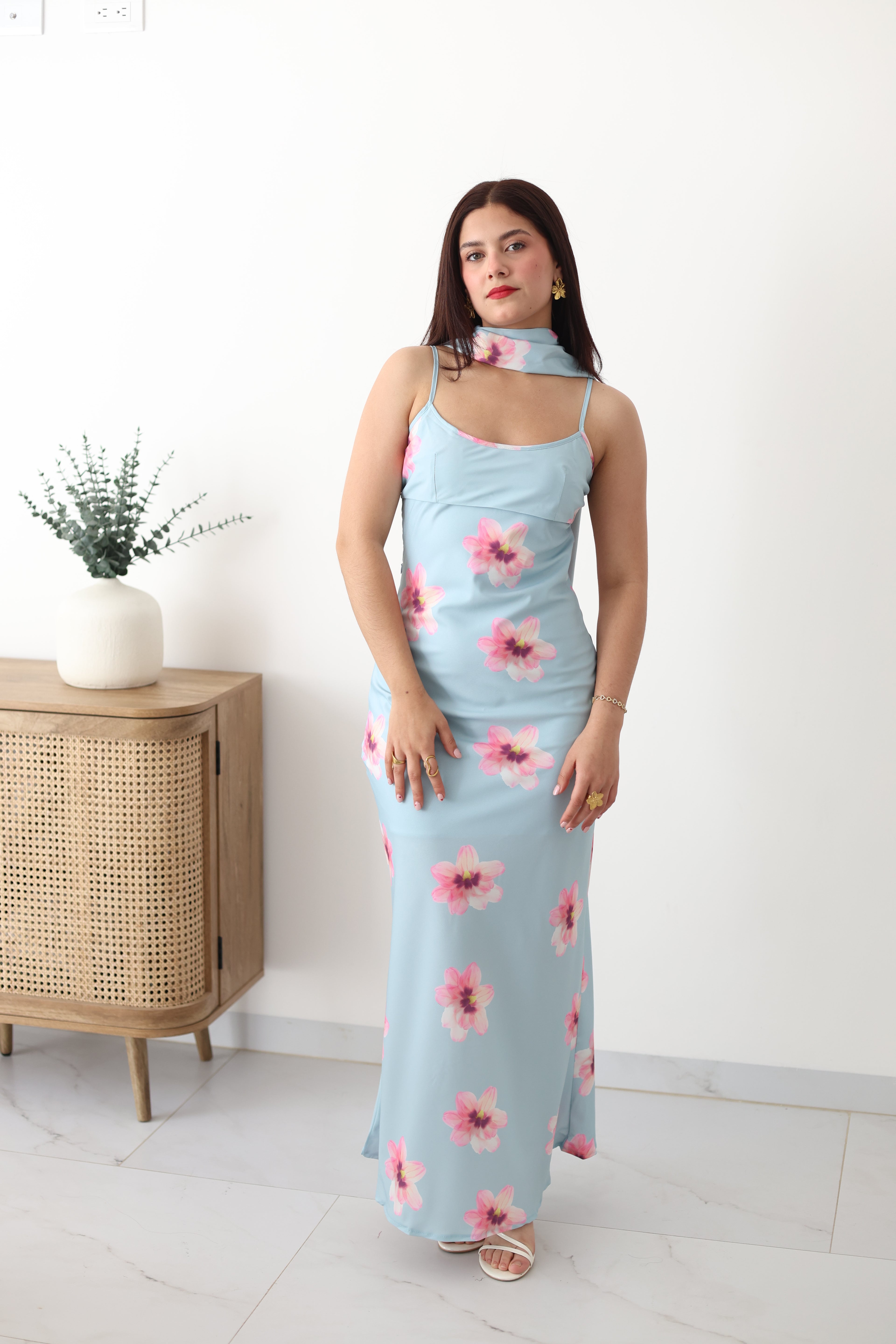 Vestido azul floral