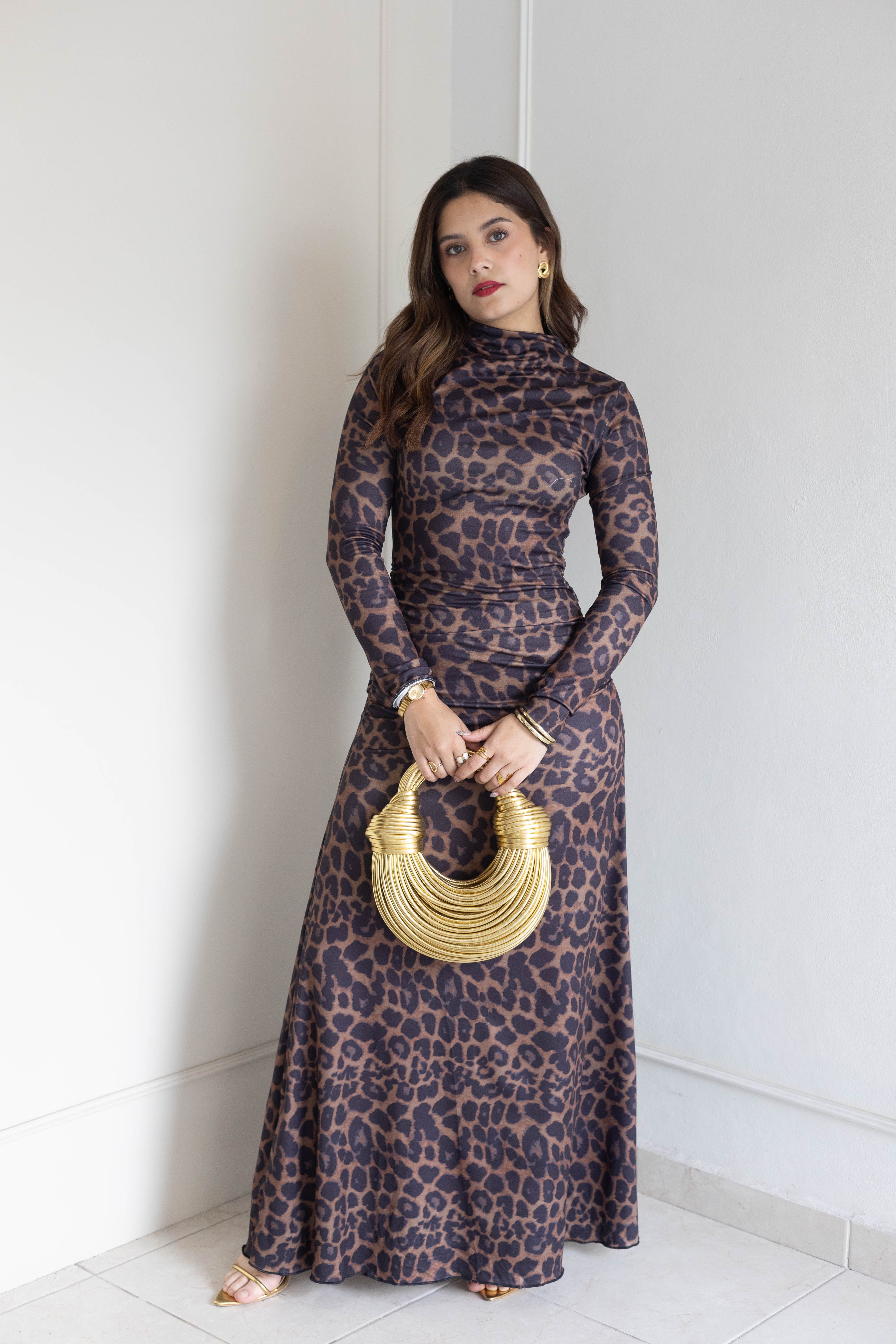 Vestido leopardo largo