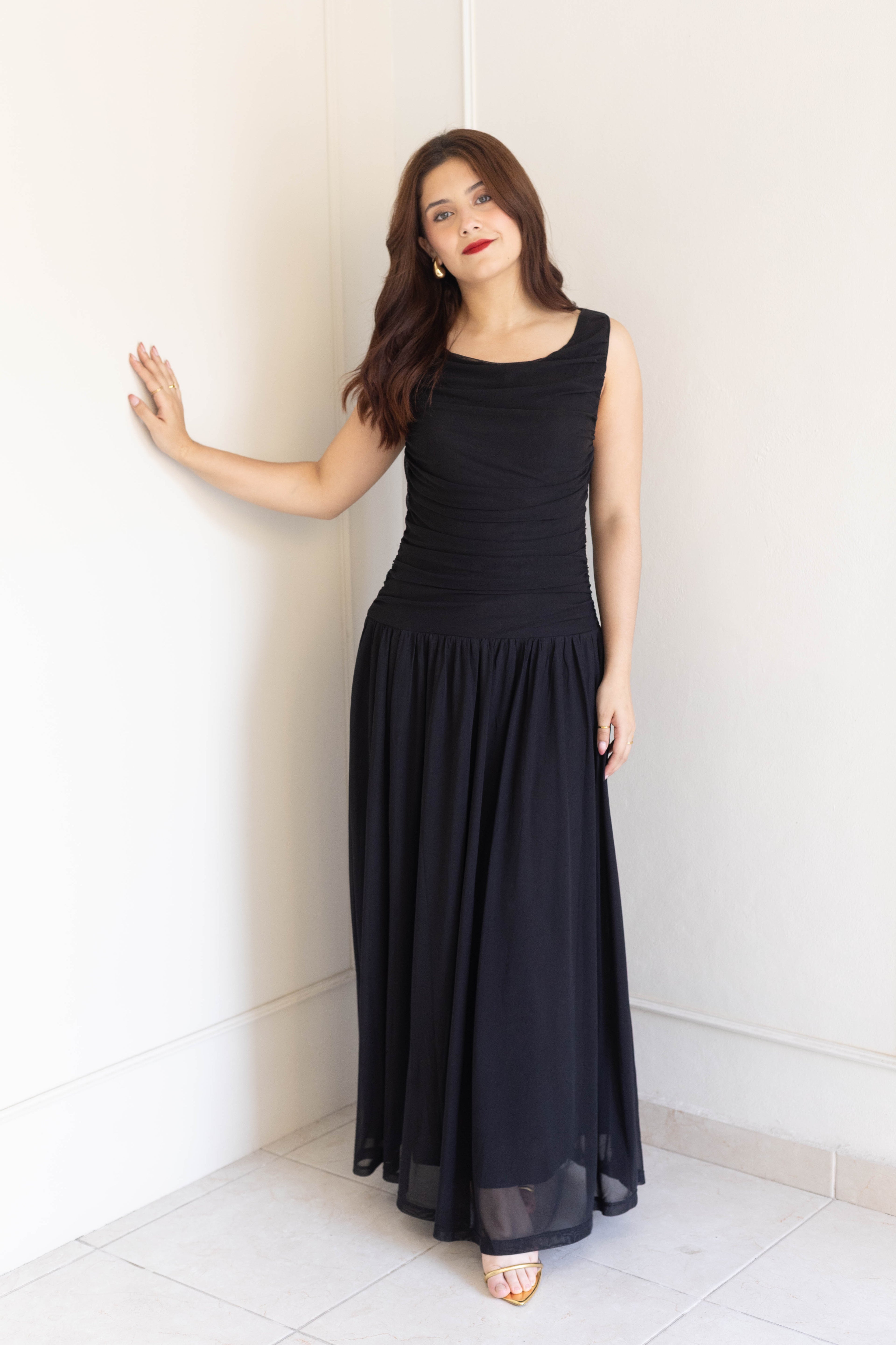 Vestido mesh corrugado