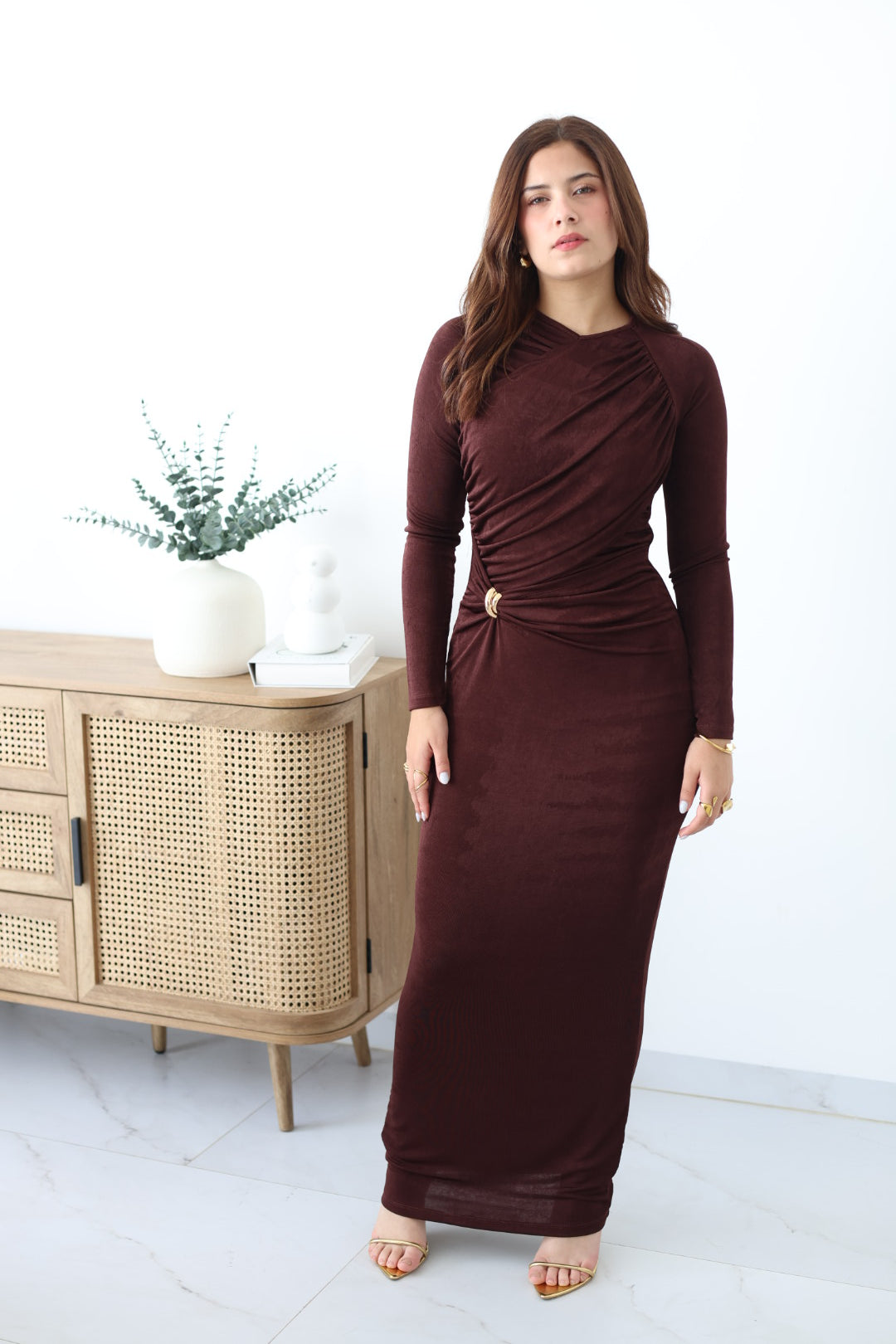 Vestido largo manga larga