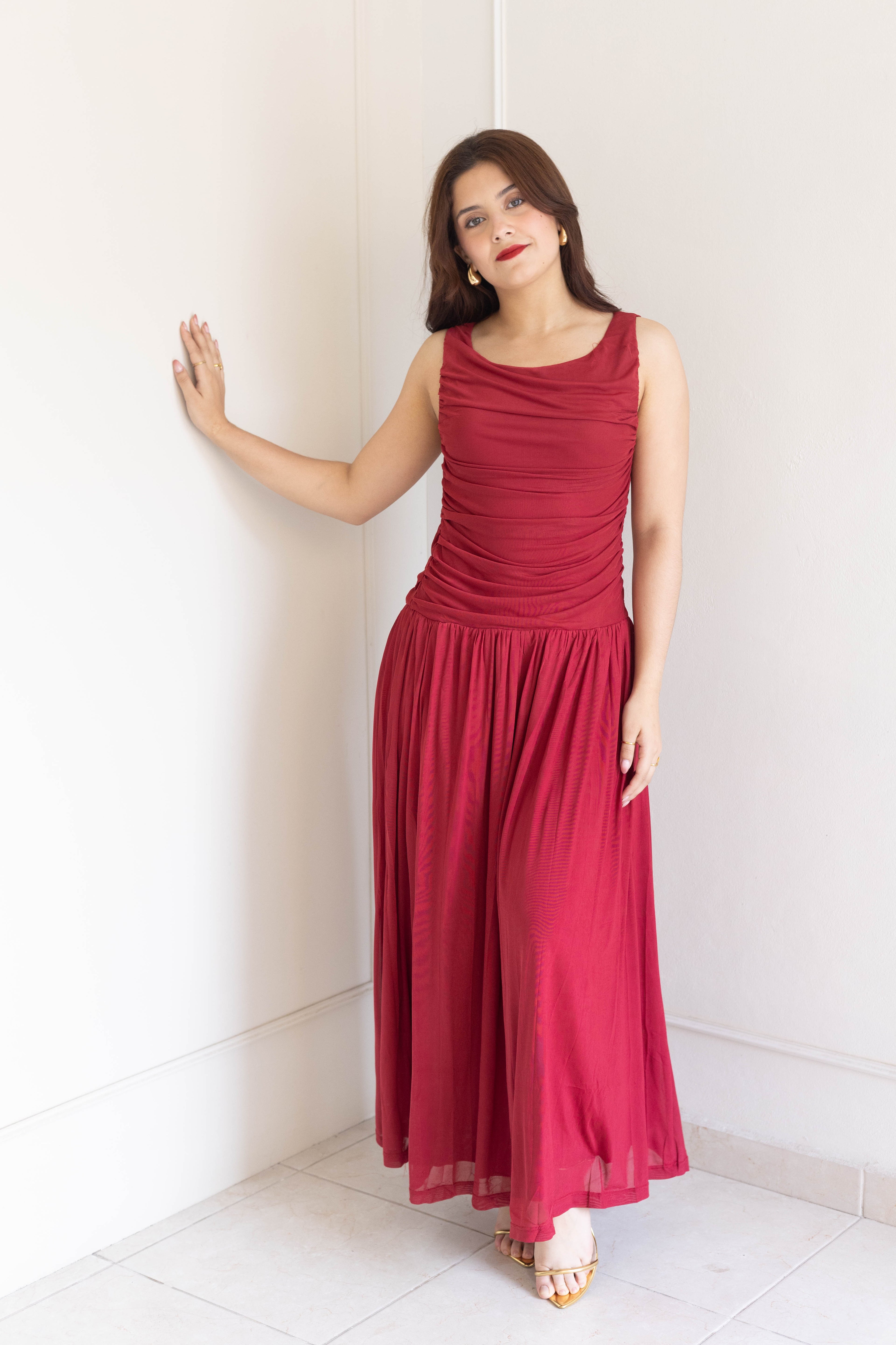 Vestido mesh corrugado