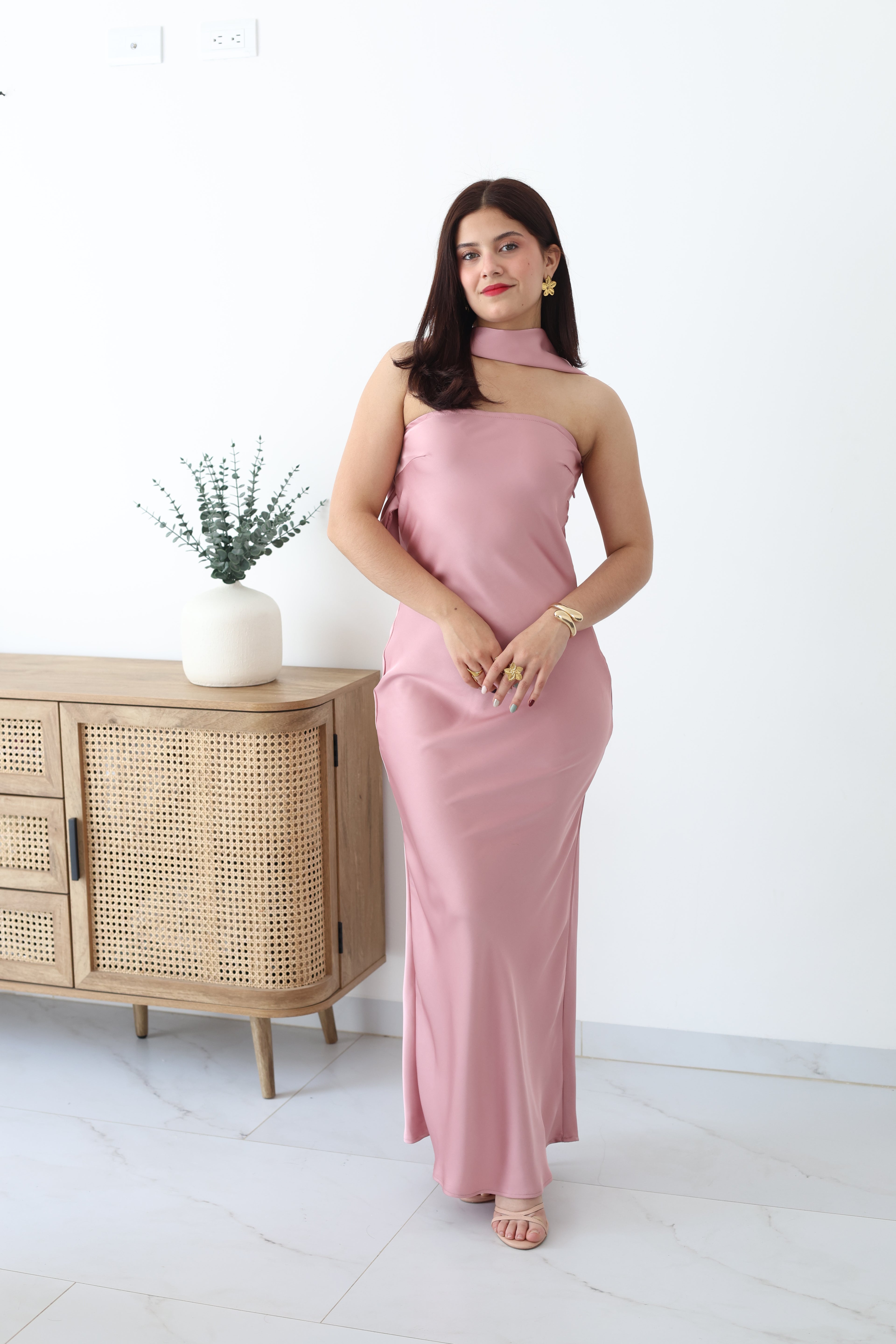 Vestido lila satin