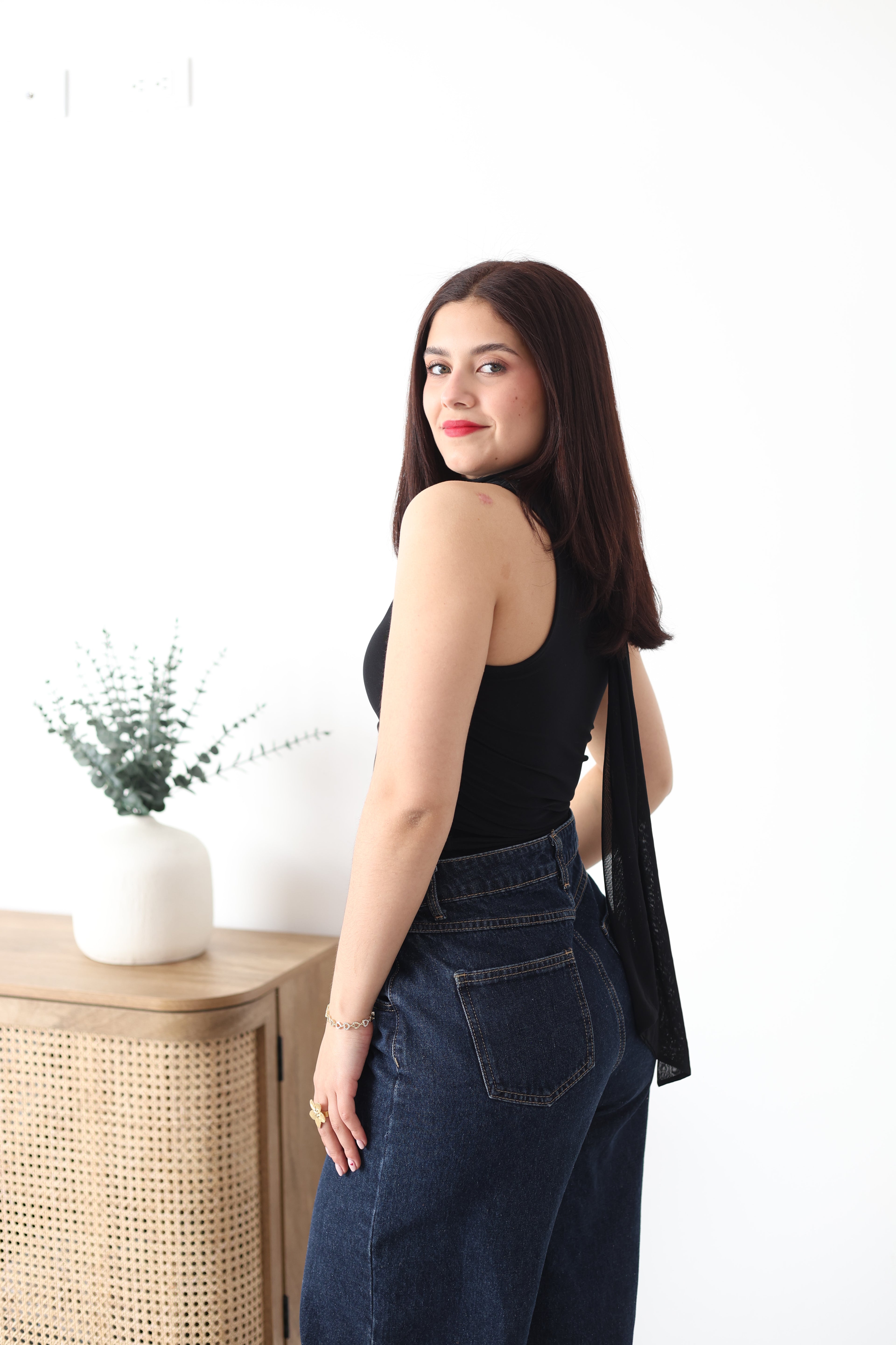 Blusa asimétrica corbatín
