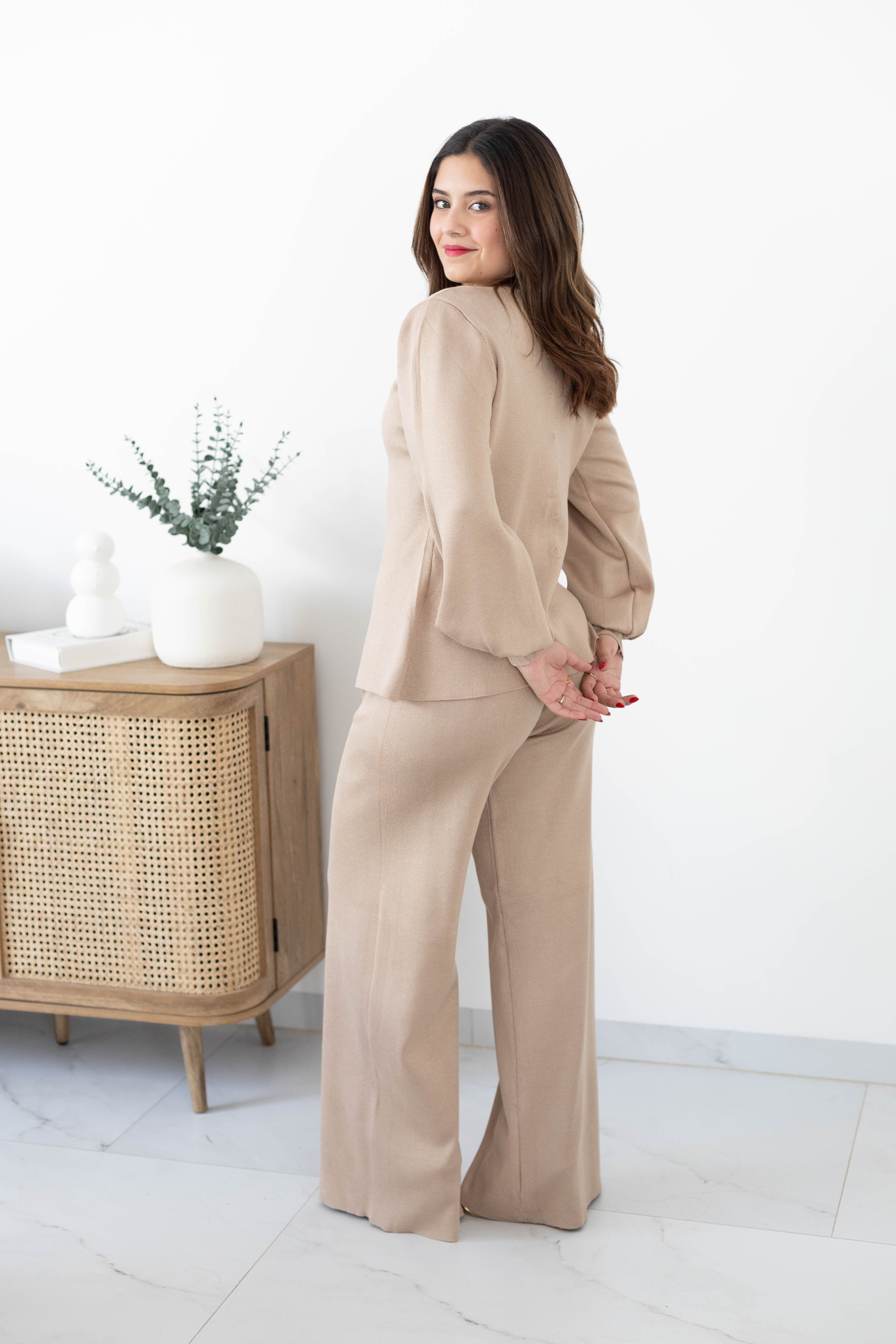 Conjunto 2pz tejido botones dorados