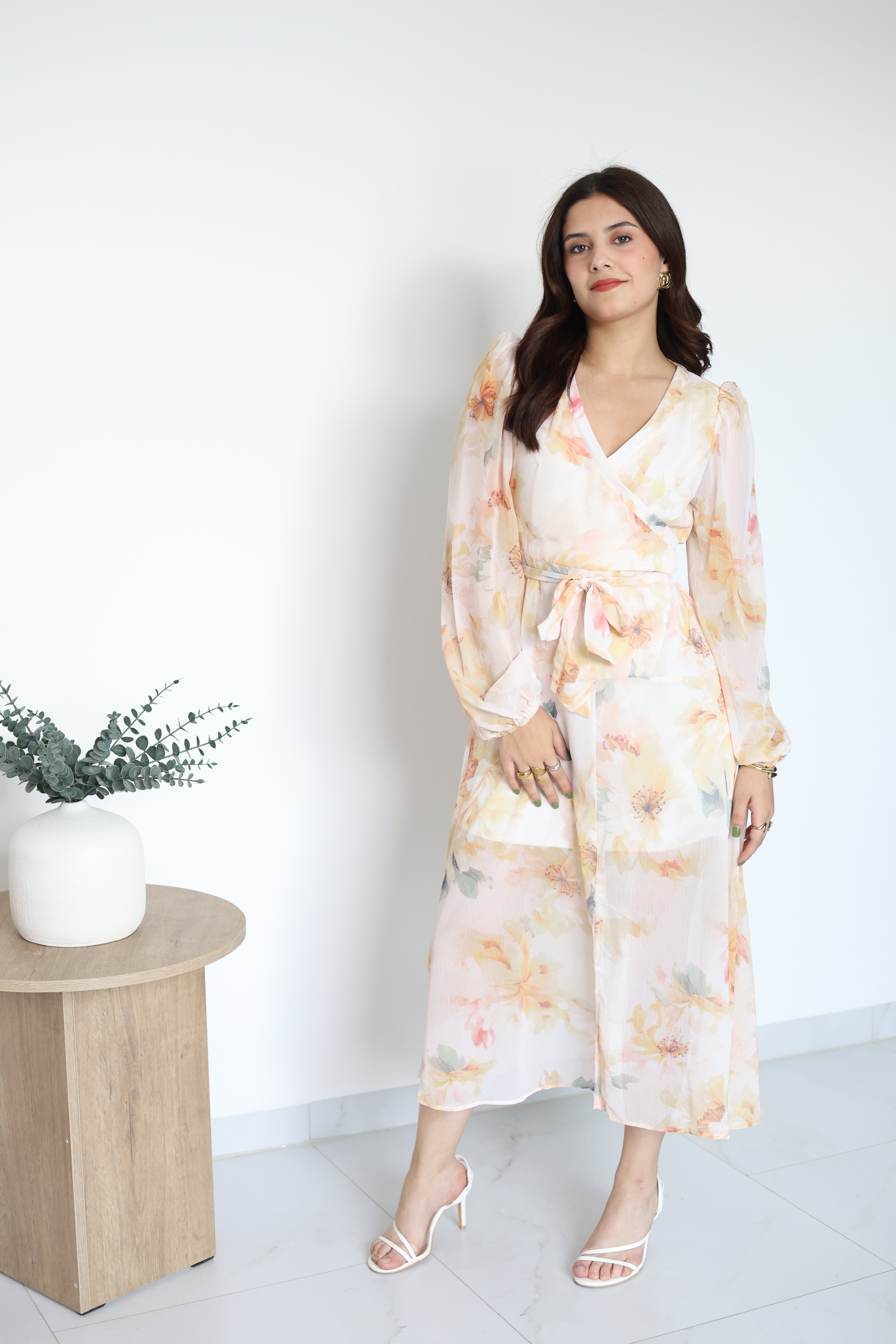 Vestido MIDI floral amarillo