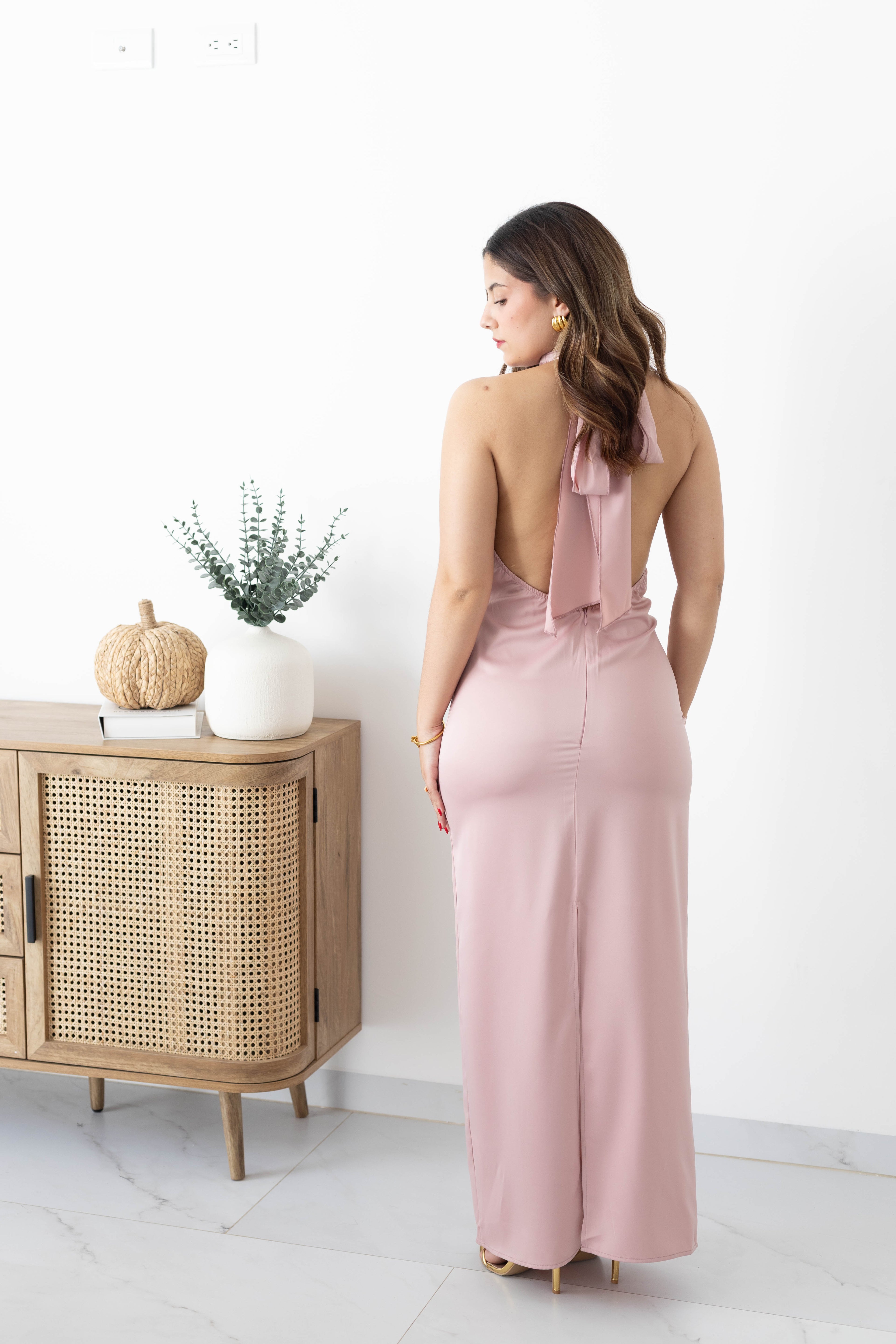 Vestido satin halter