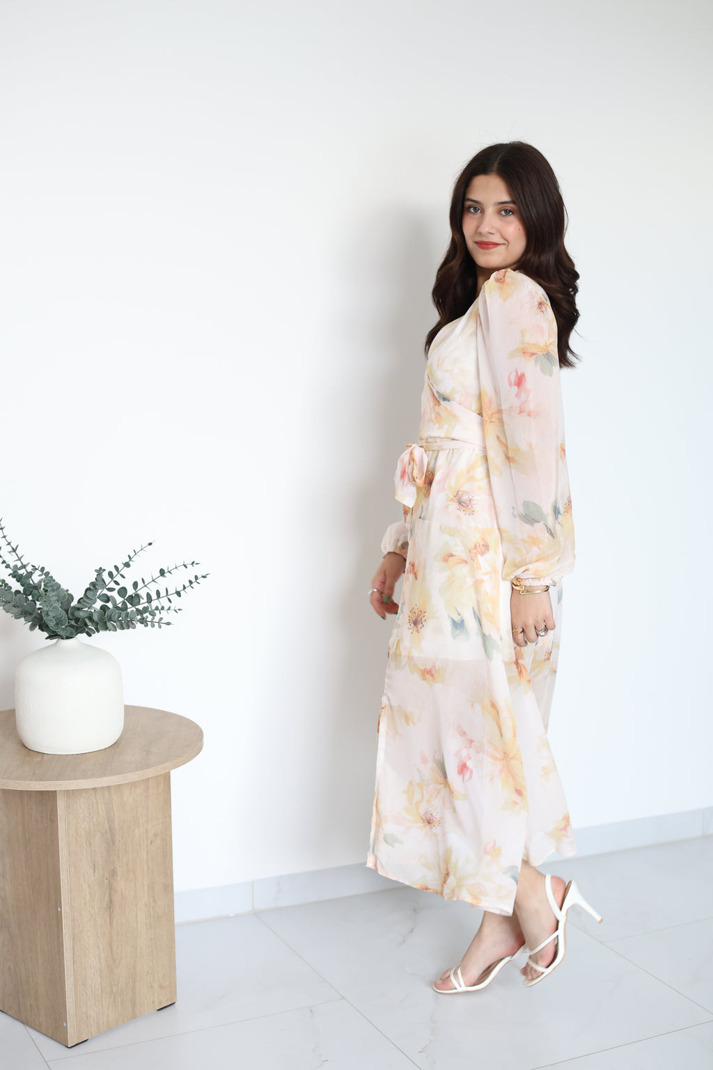 Vestido MIDI floral amarillo