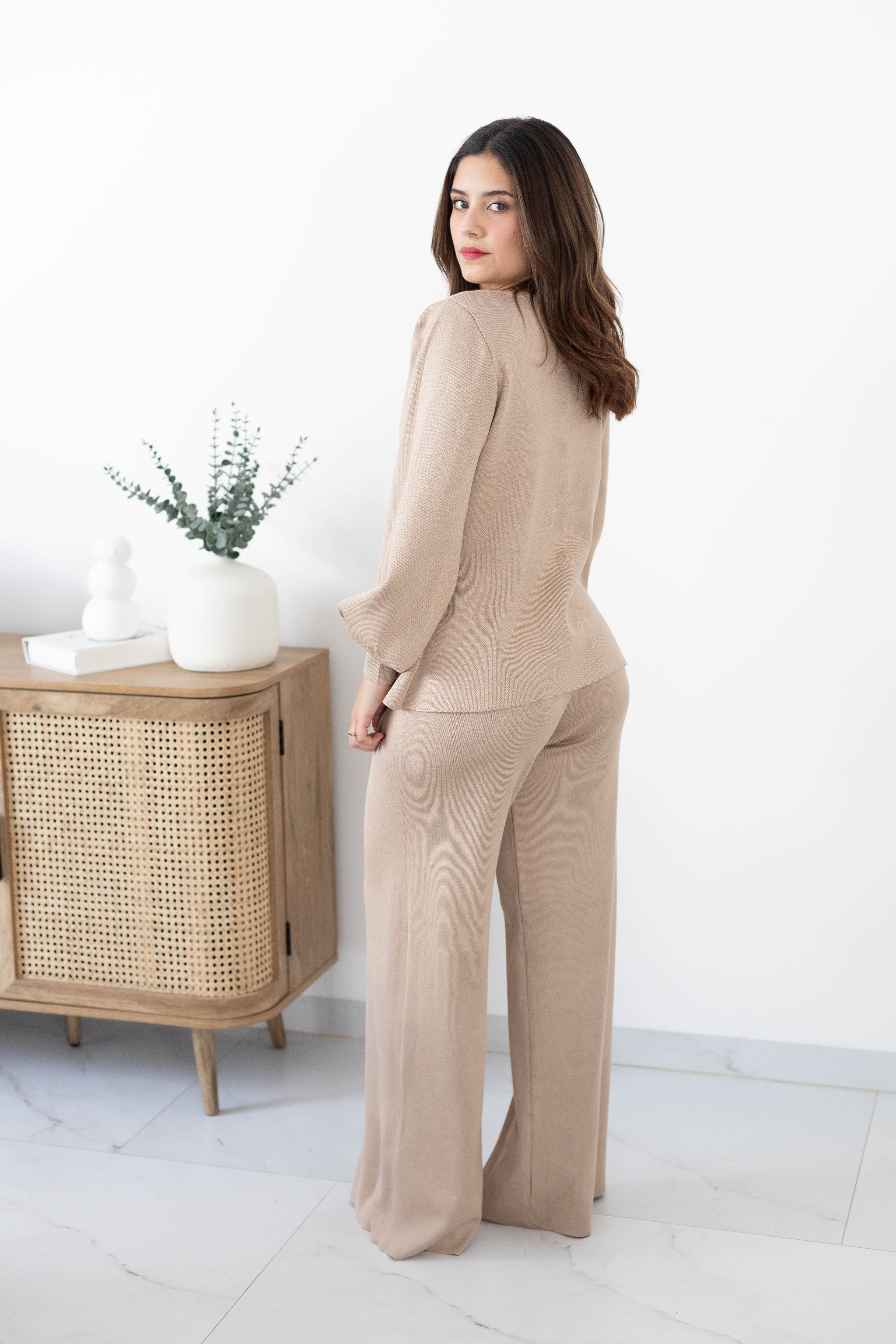 Conjunto 2pz tejido botones dorados