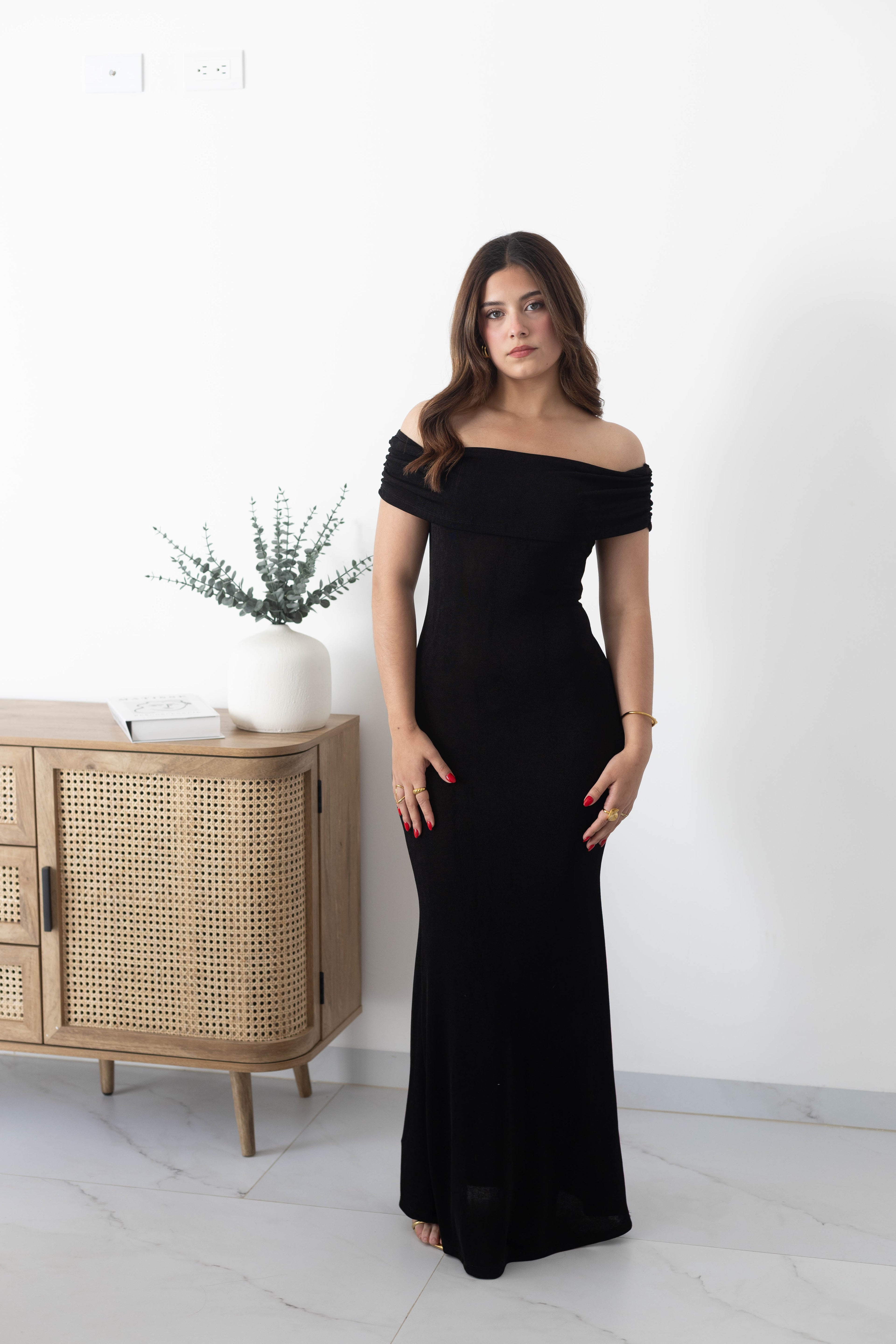 Vestido largo manga campesina