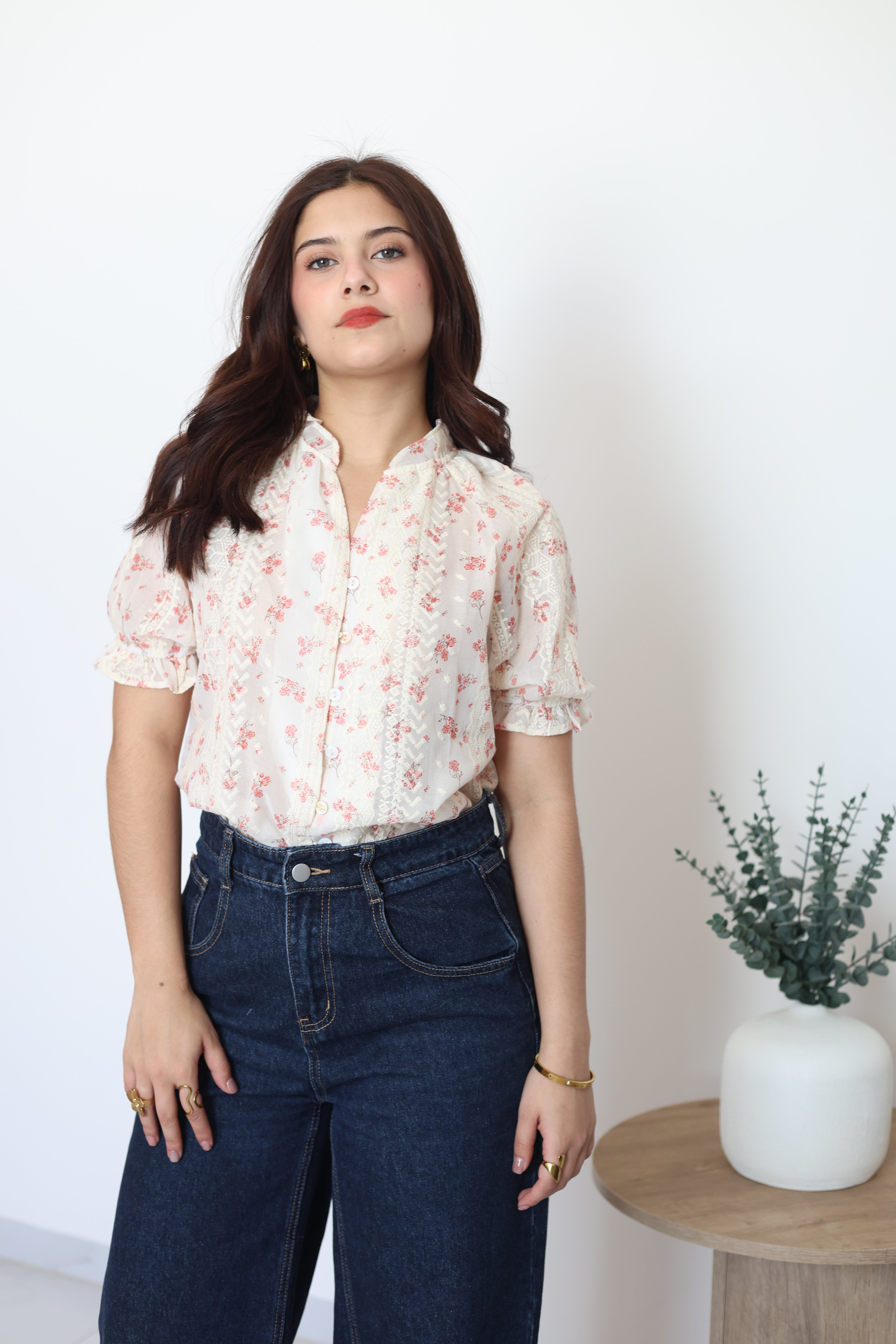 Blusa bordada rosa
