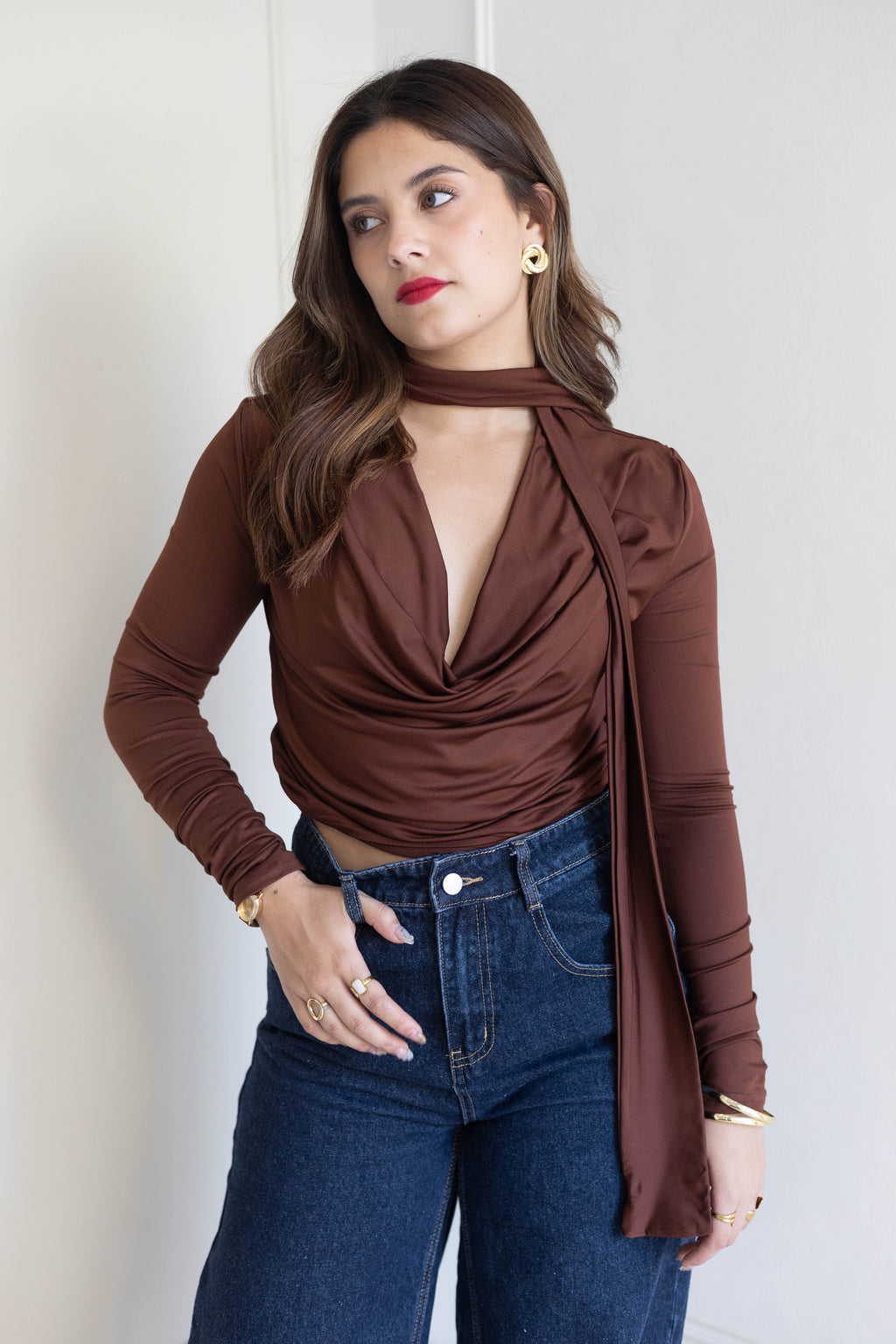 Blusa manga larga corbatín