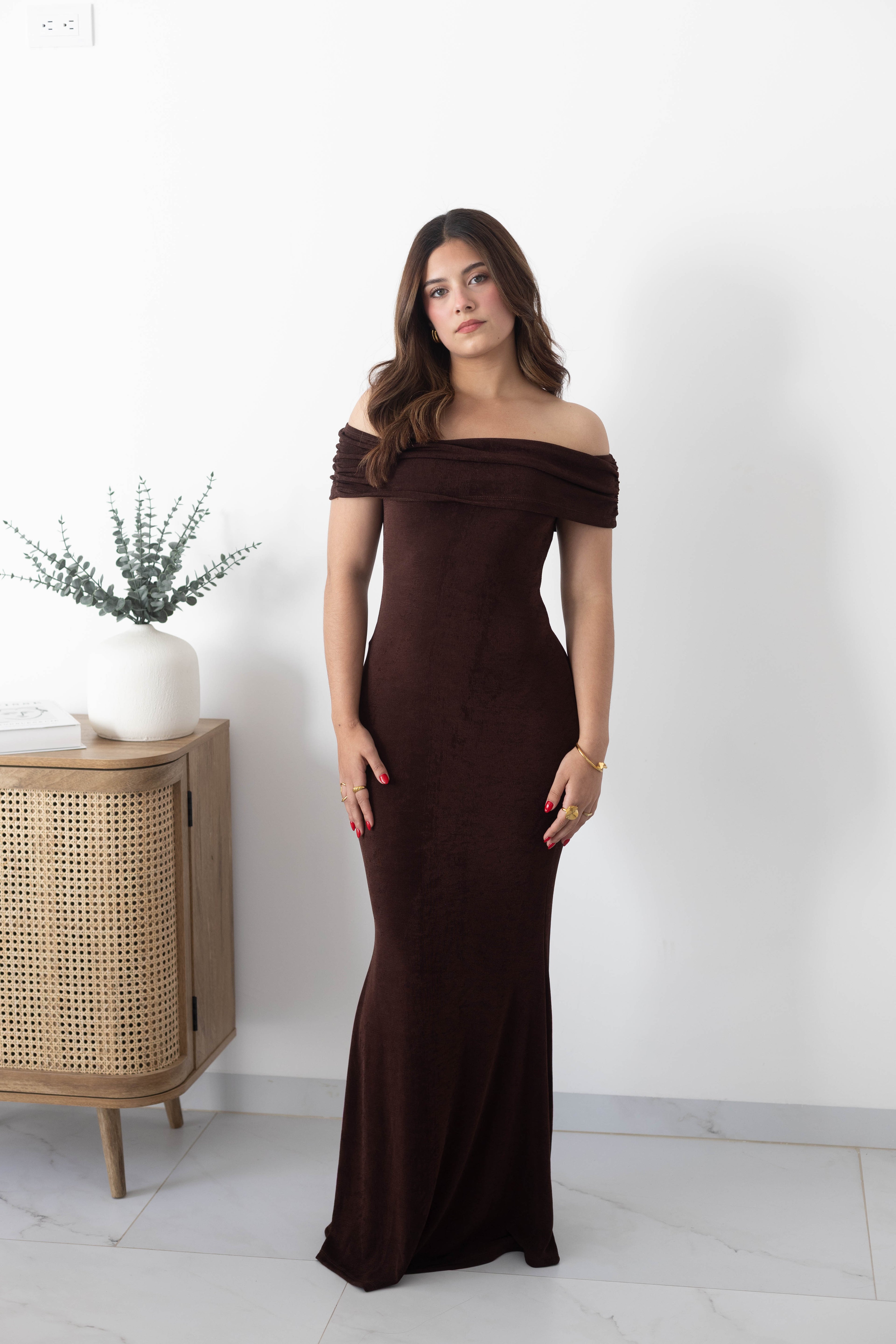 Vestido largo manga campesina