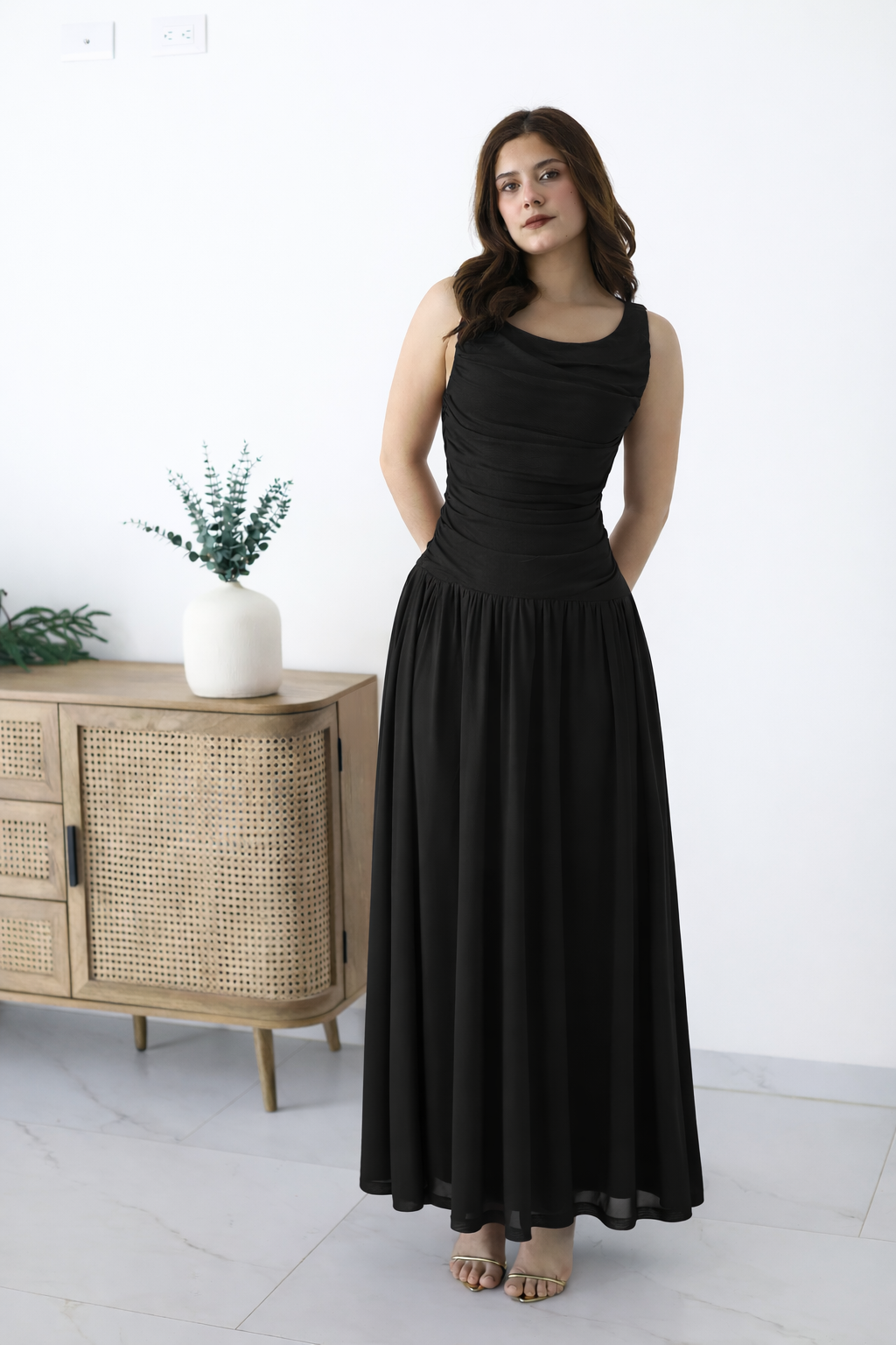 Vestido mesh corrugado