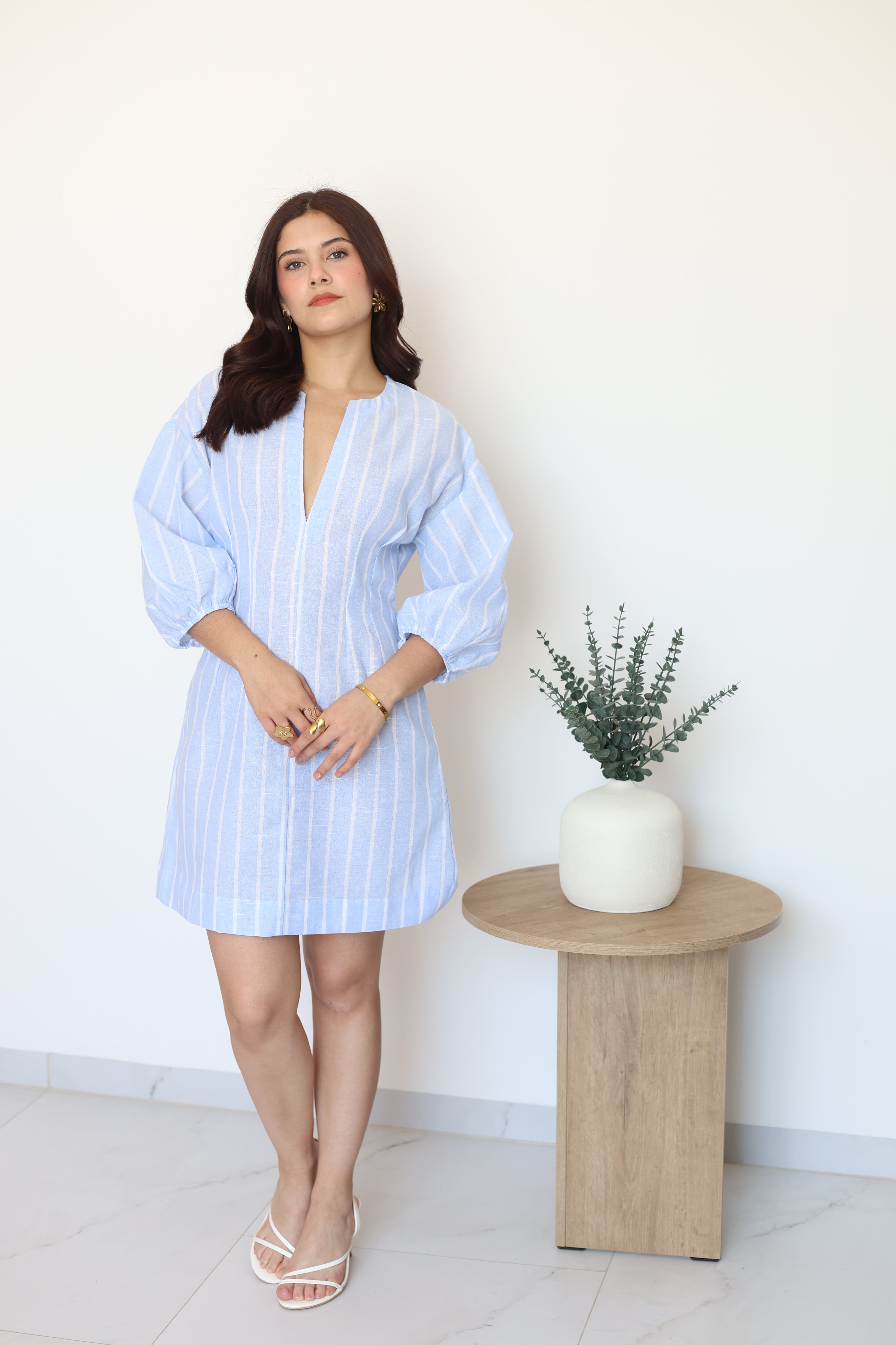 Vestido azul rayas