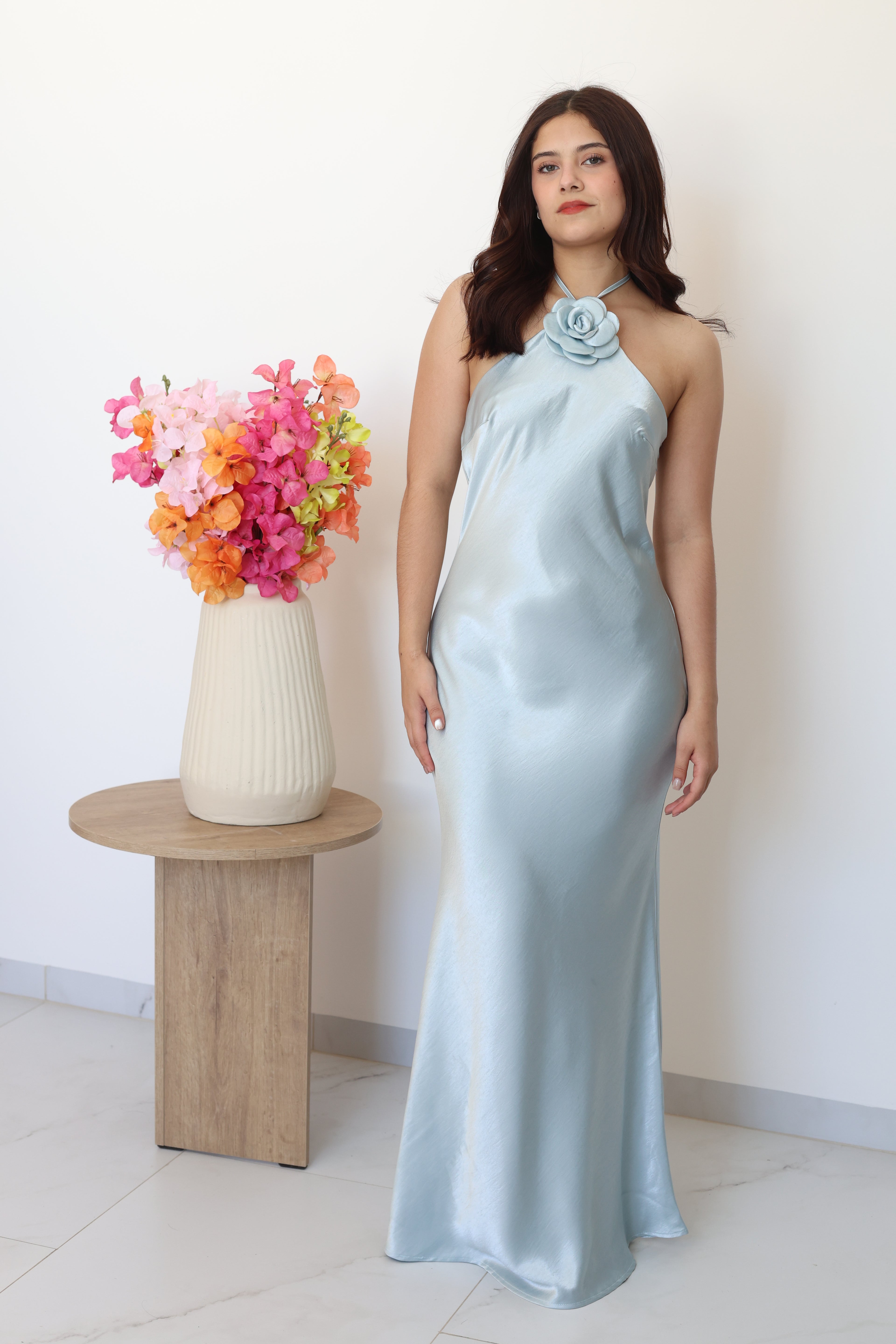 Vestido satin flor