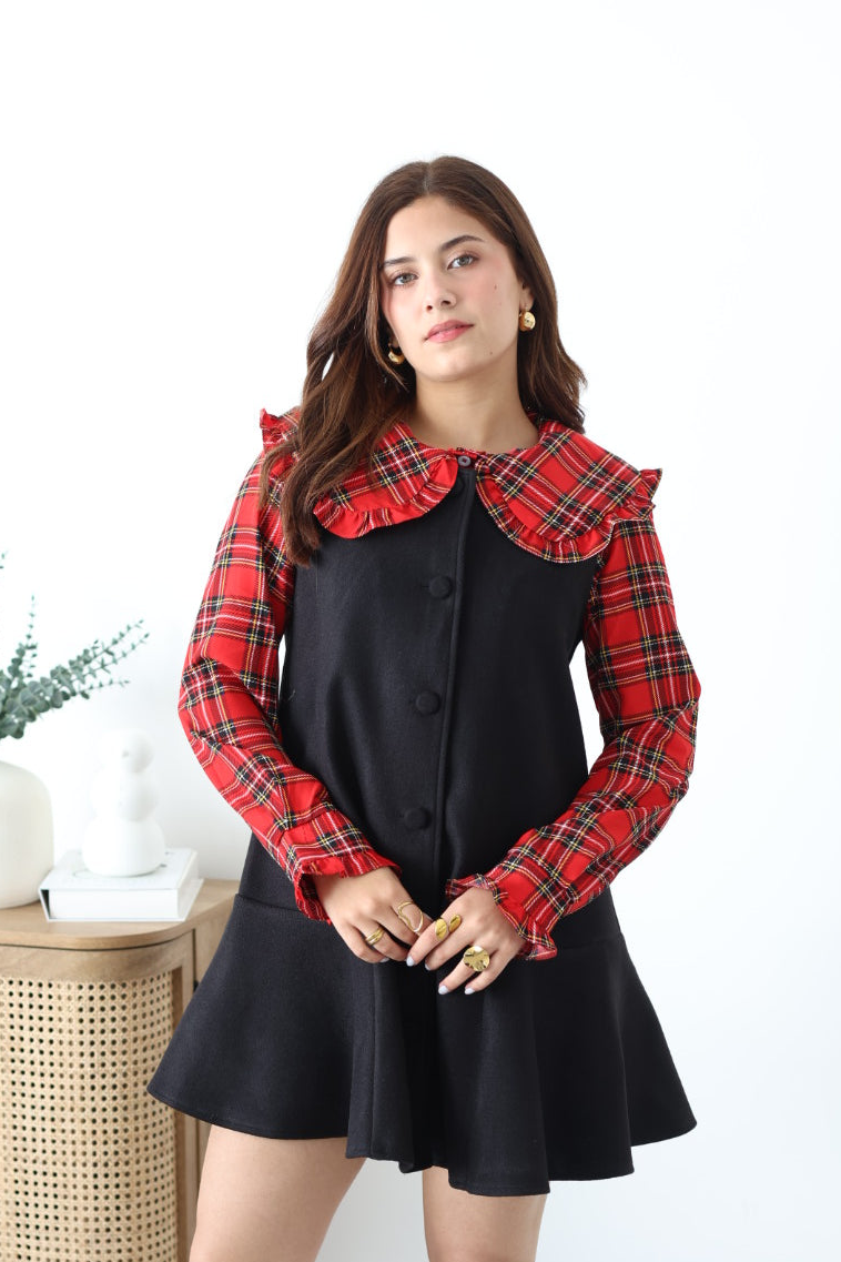 Camisa de cuadros cuello español