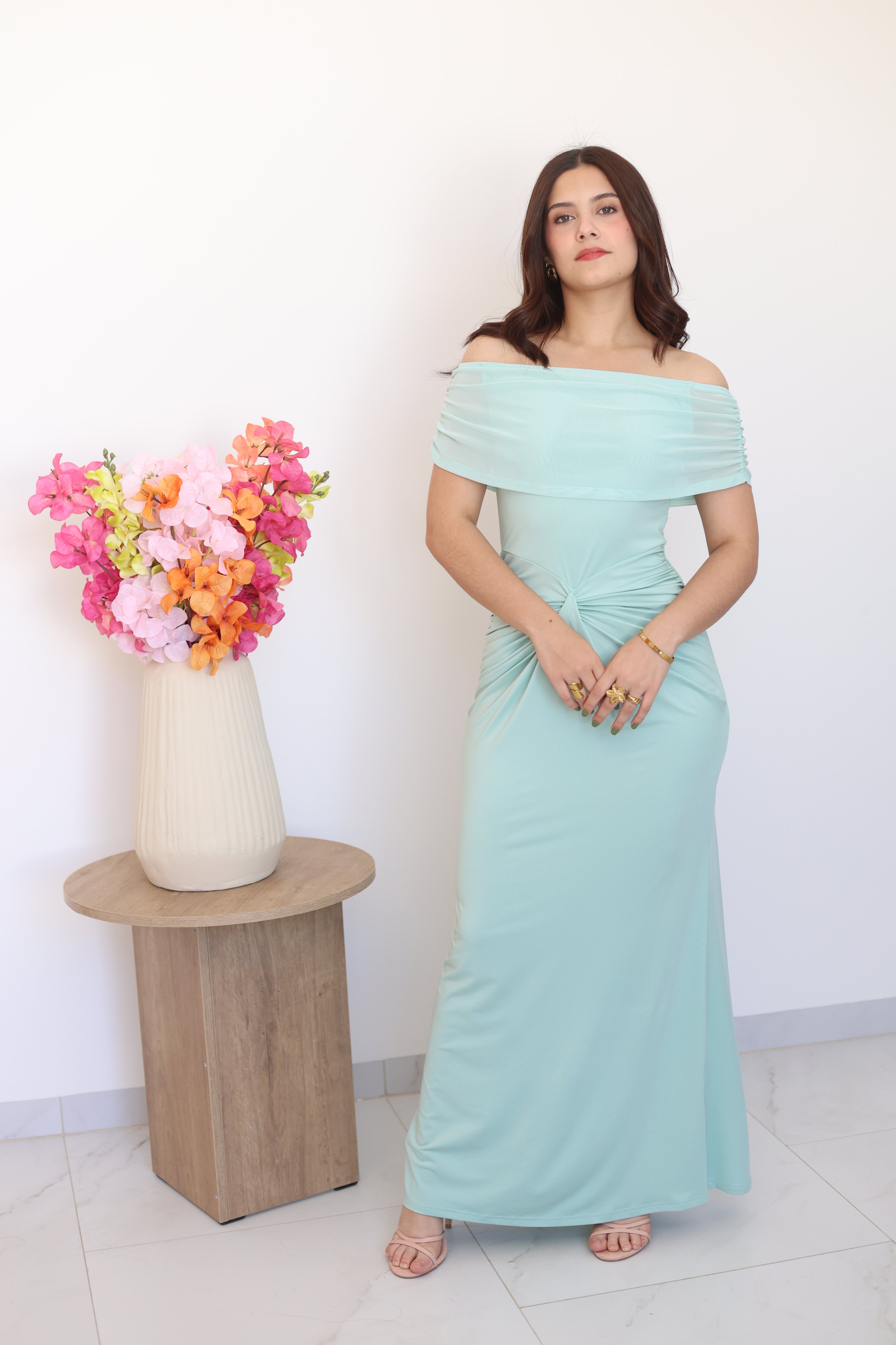 Vestido largo menta