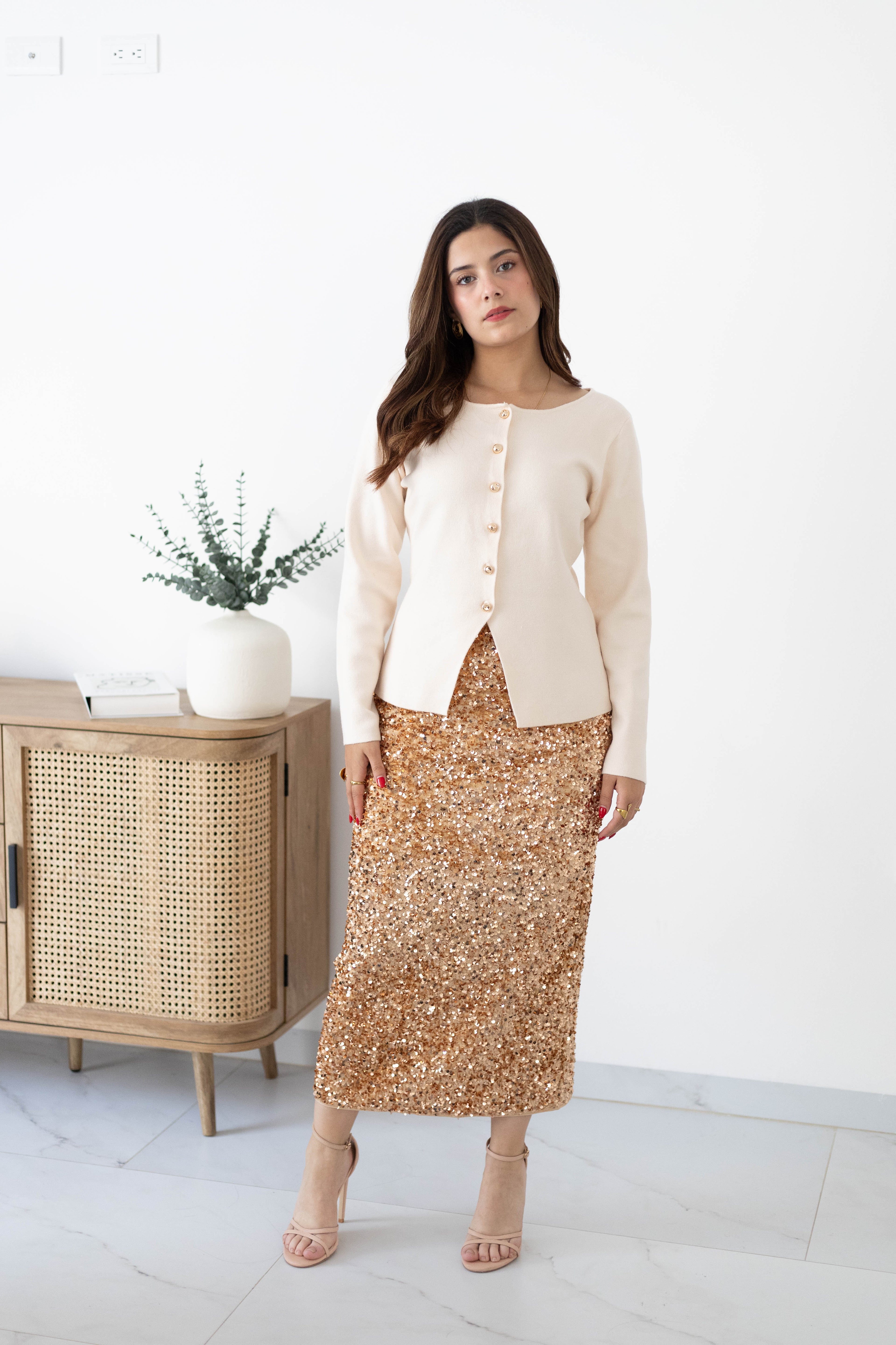 Falda lentejuela larga