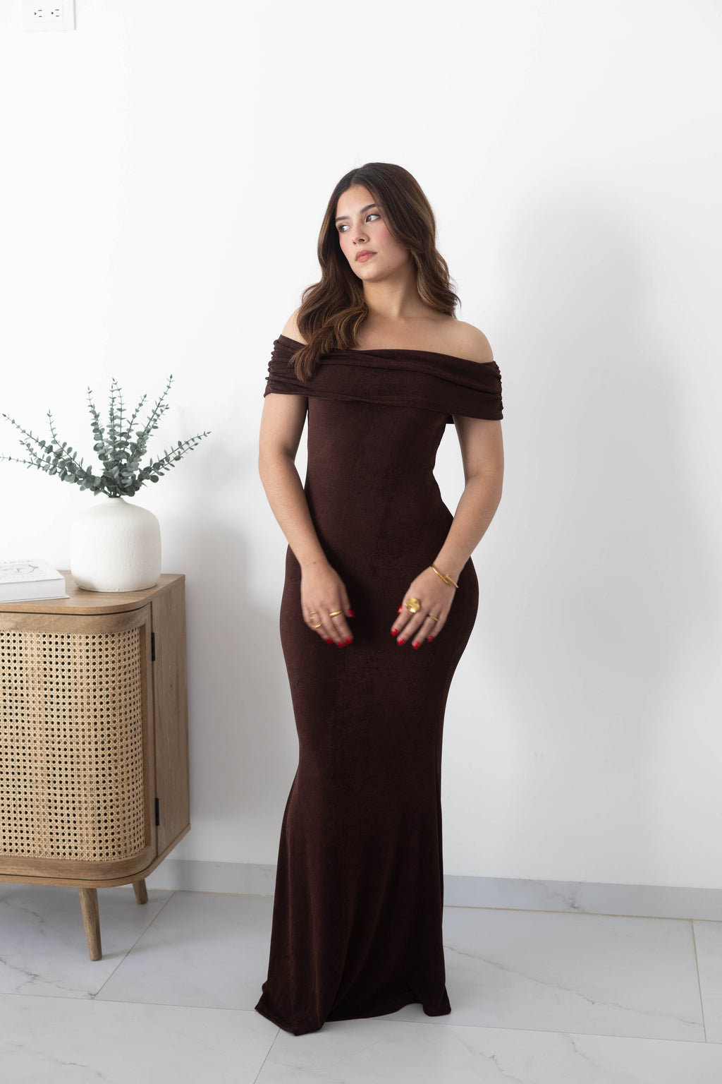 Vestido largo manga campesina