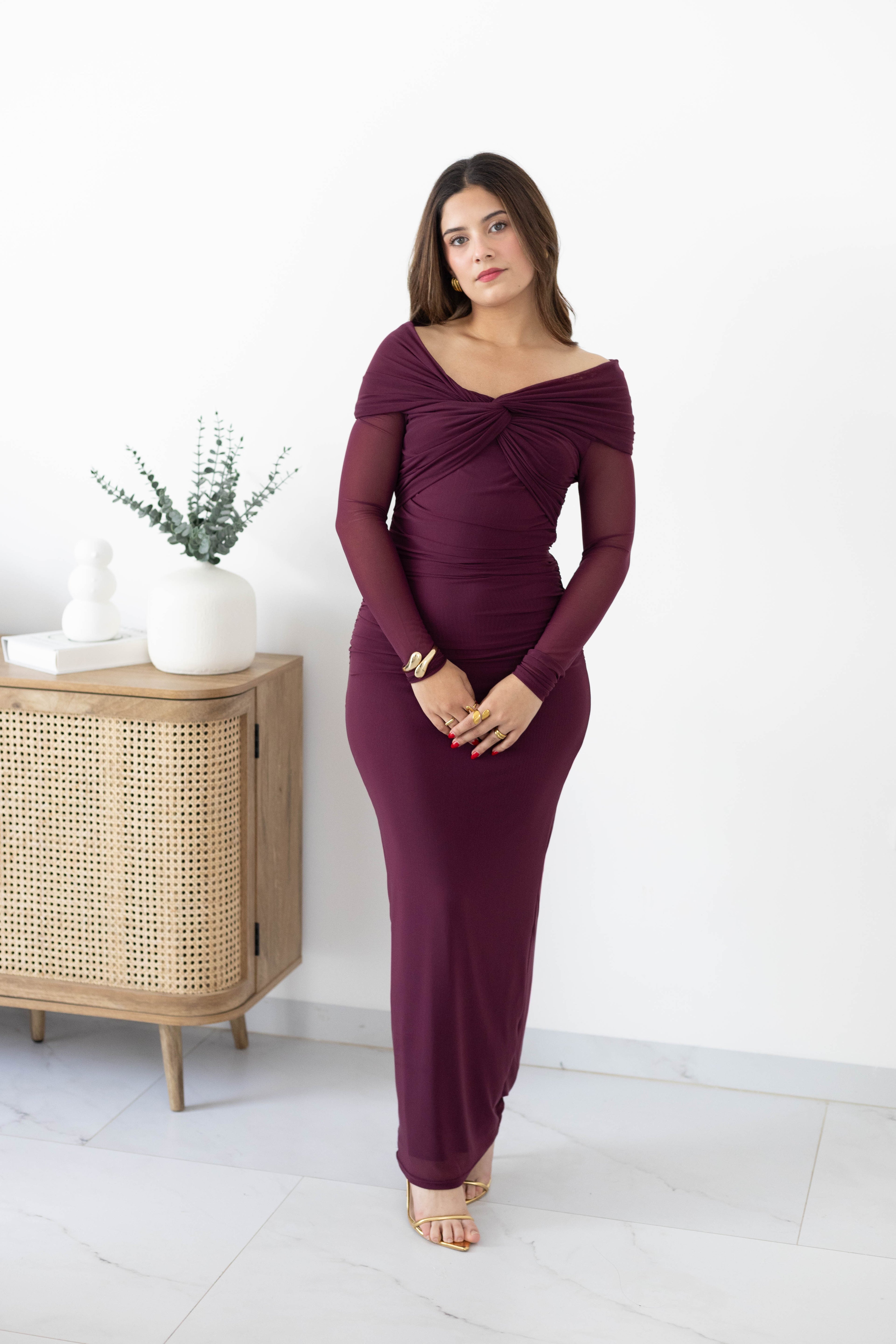 Vestido uva manga campesina