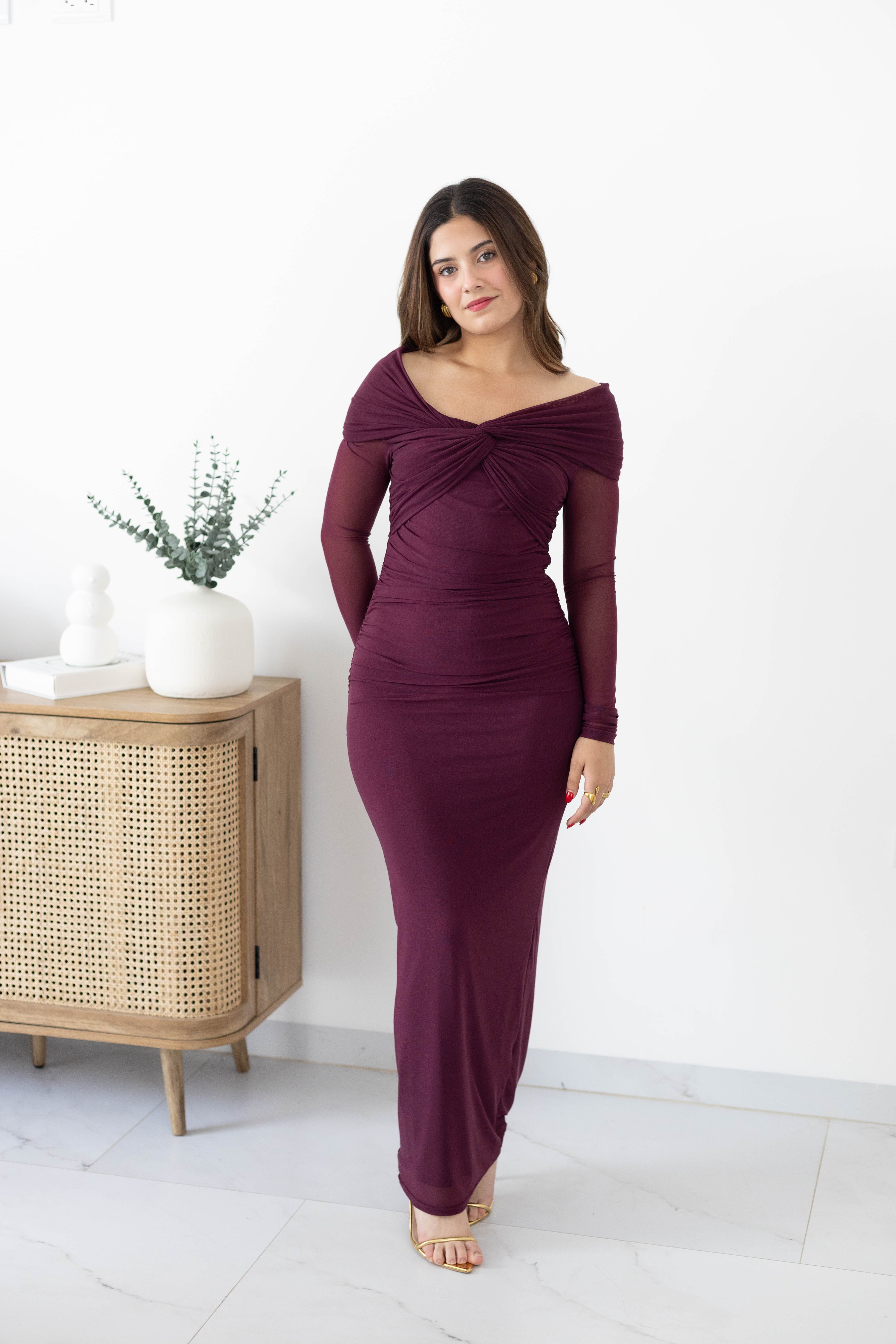 Vestido uva manga campesina