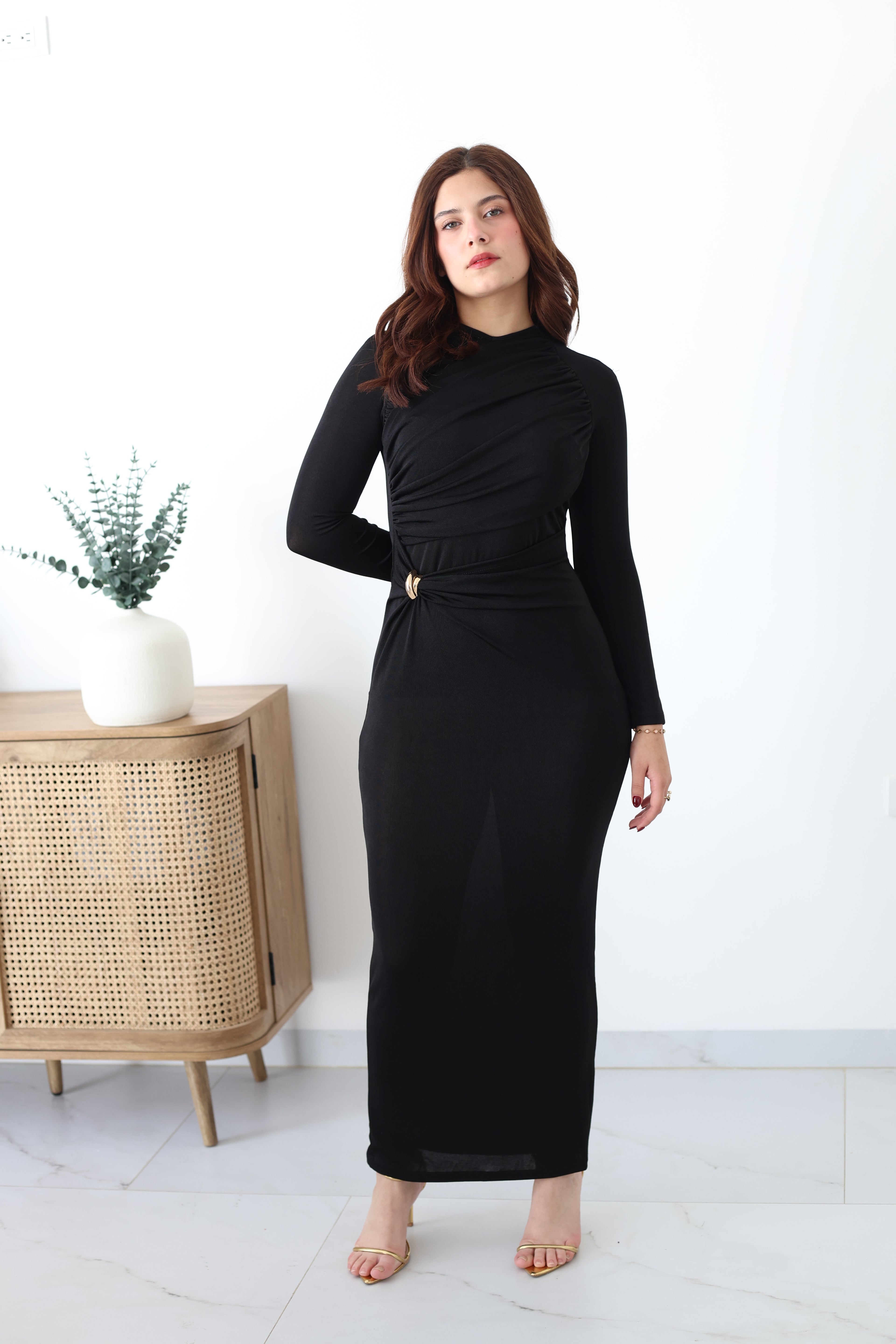 Vestido largo manga larga