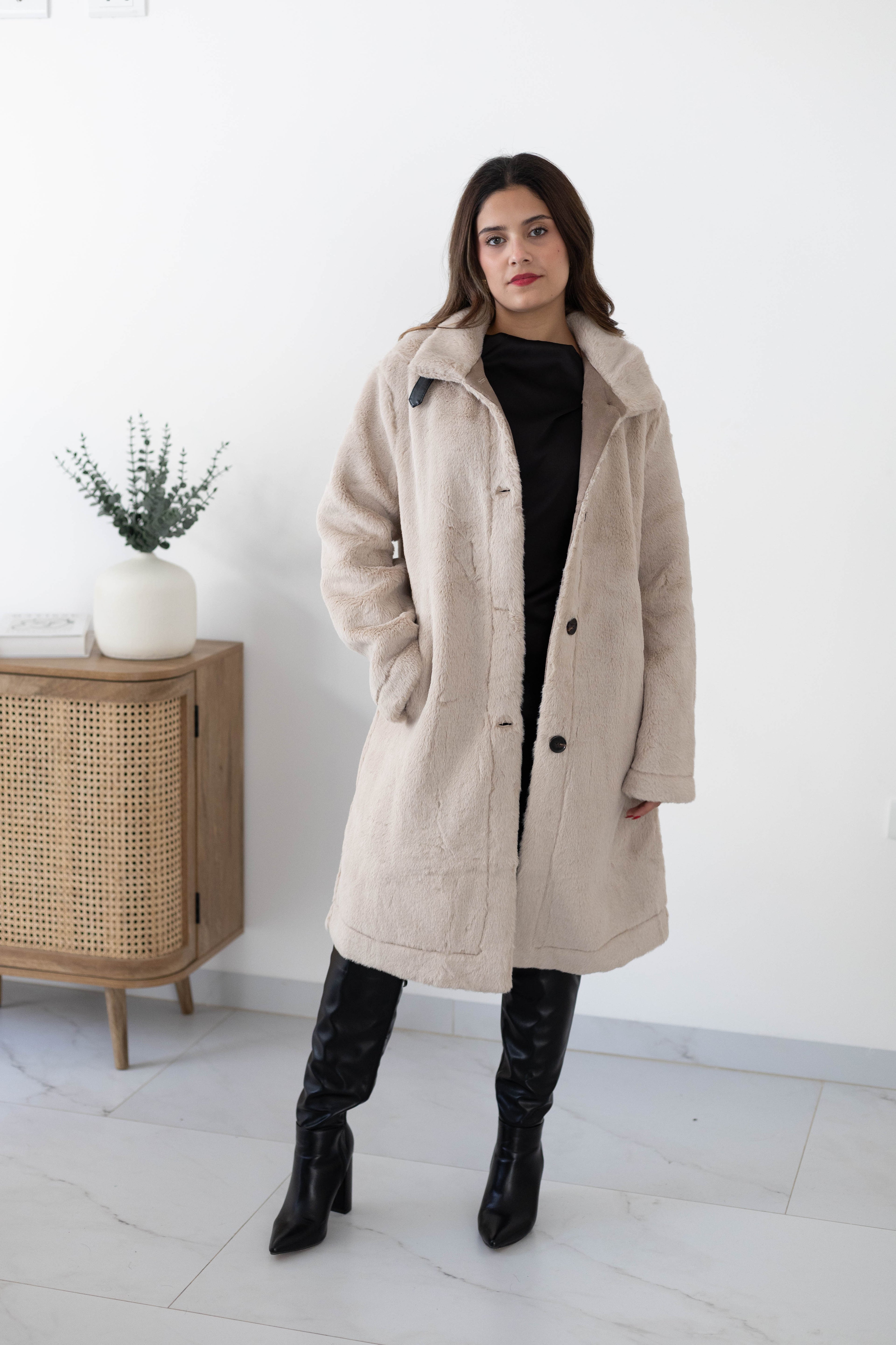 Abrigo peluche largo