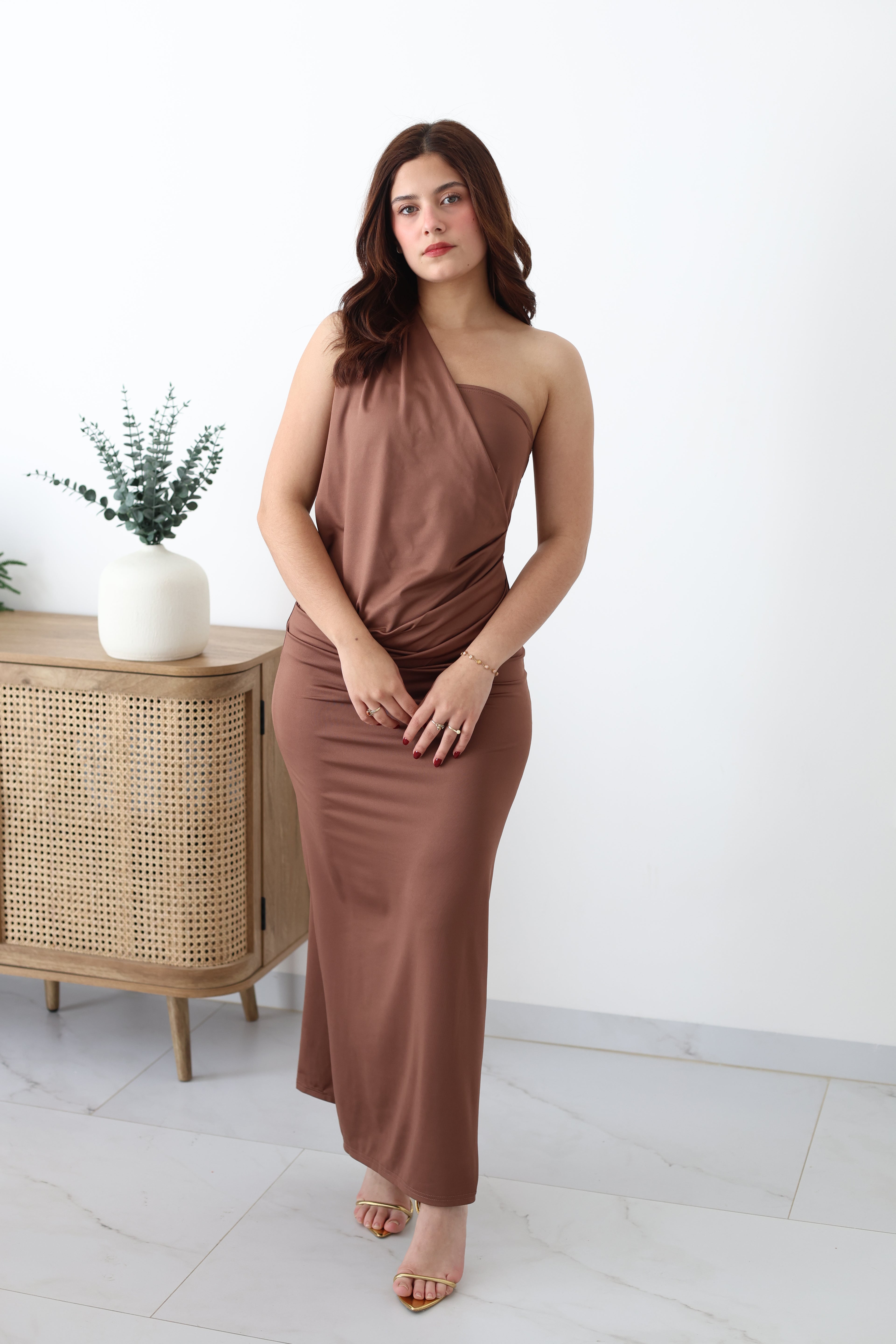 Vestido largo licra corbatín