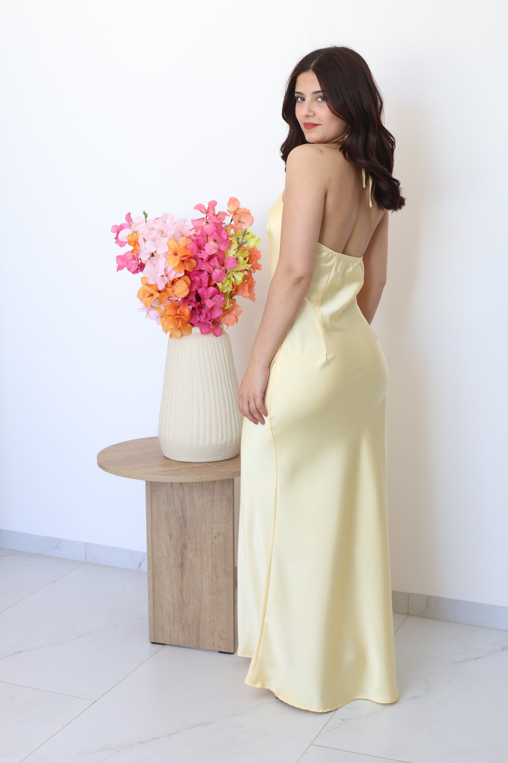 Vestido satin flor