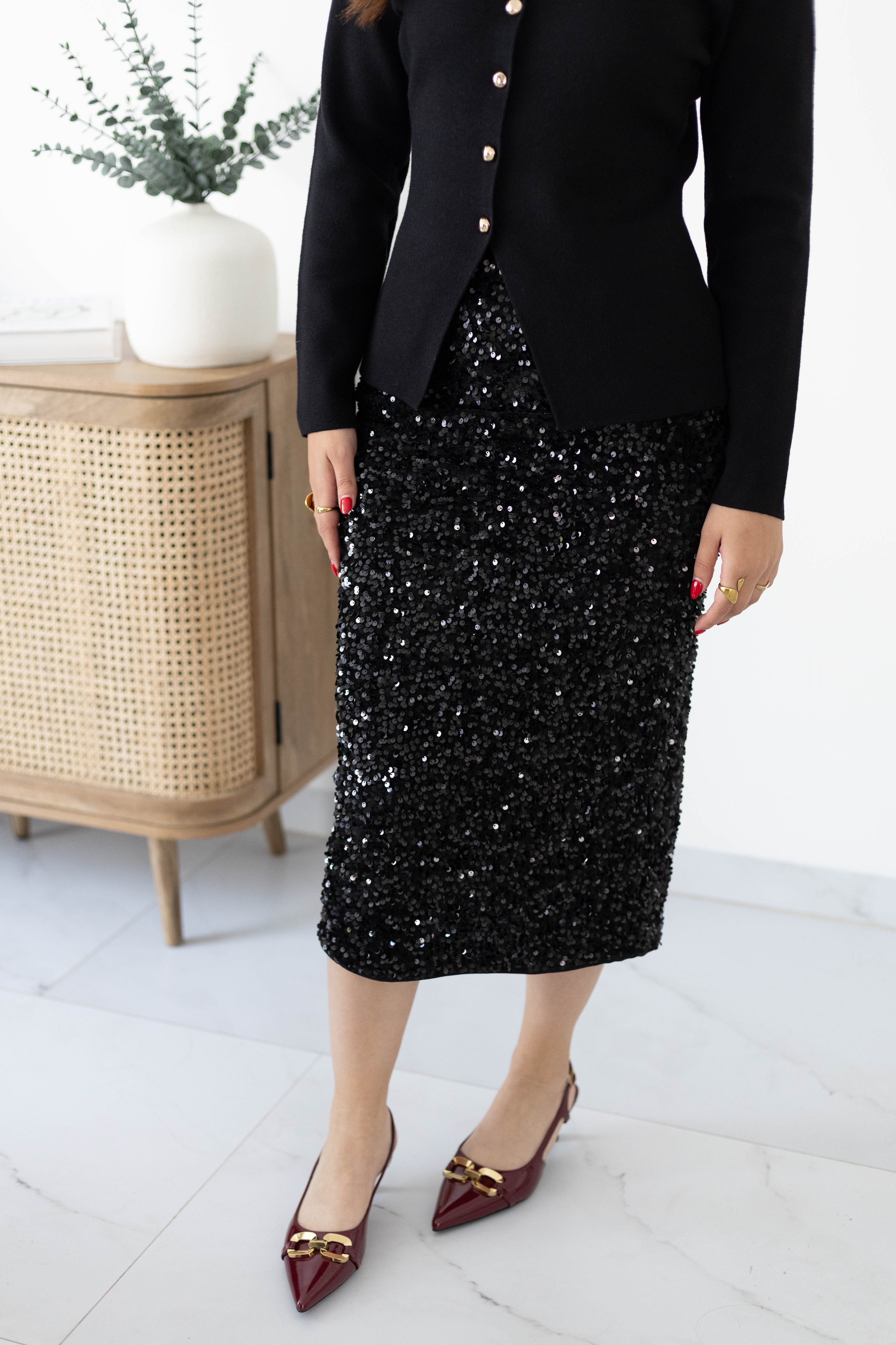 Falda lentejuela larga