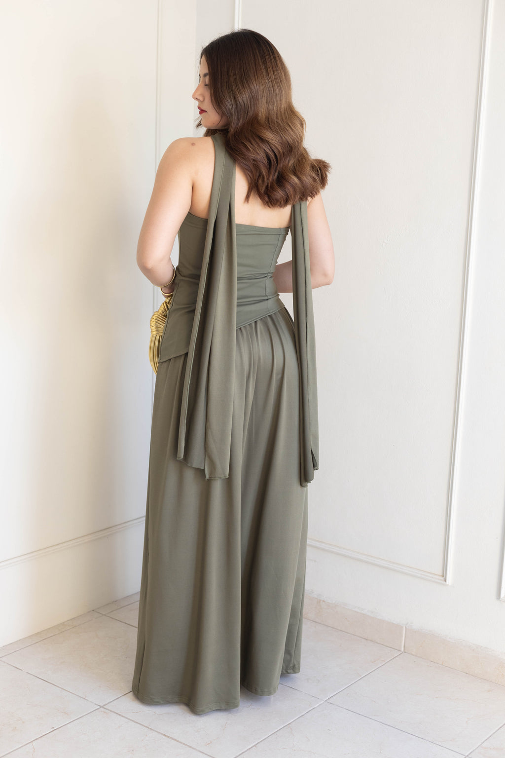 Vestido verde olivo cobratín