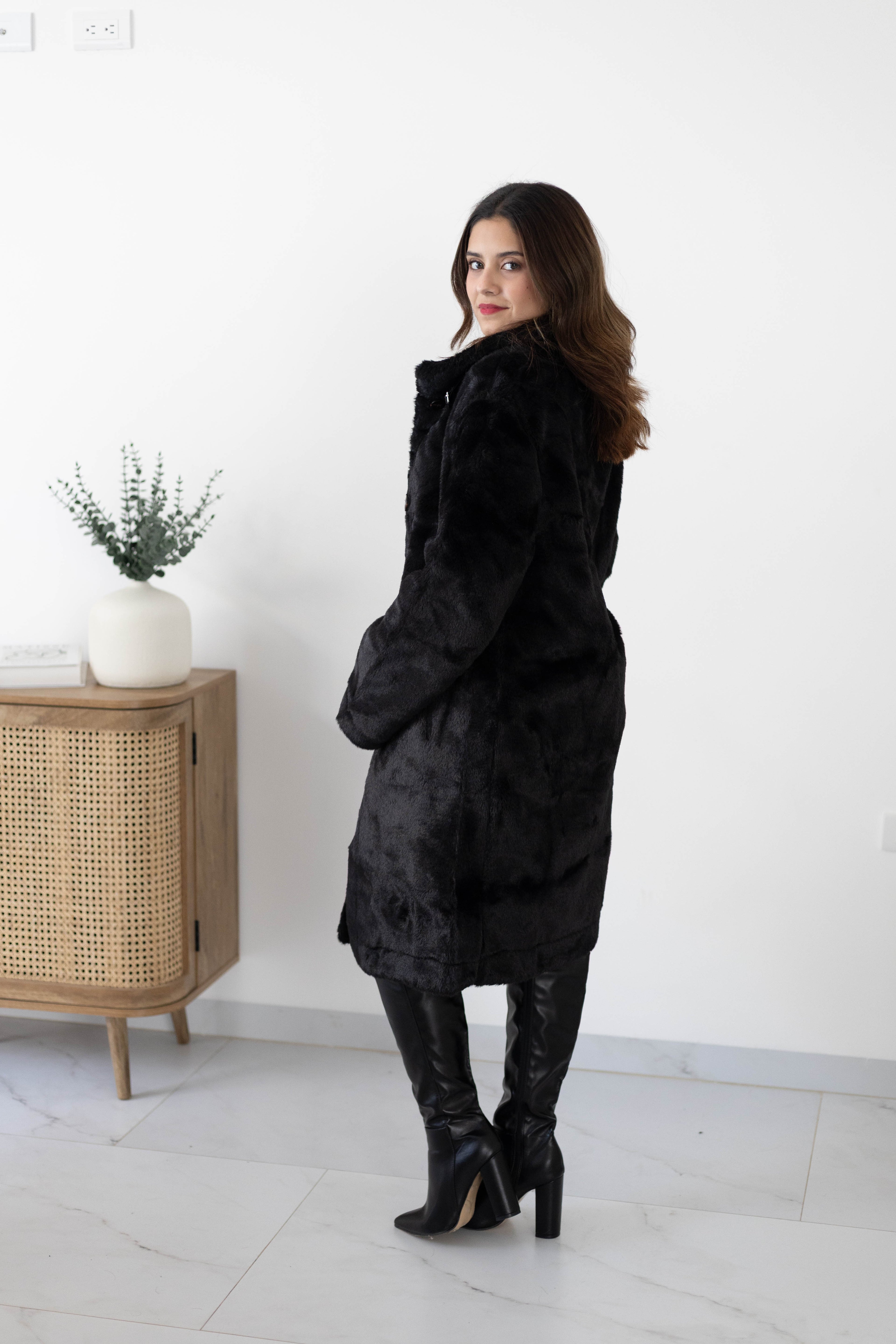 Abrigo peluche largo