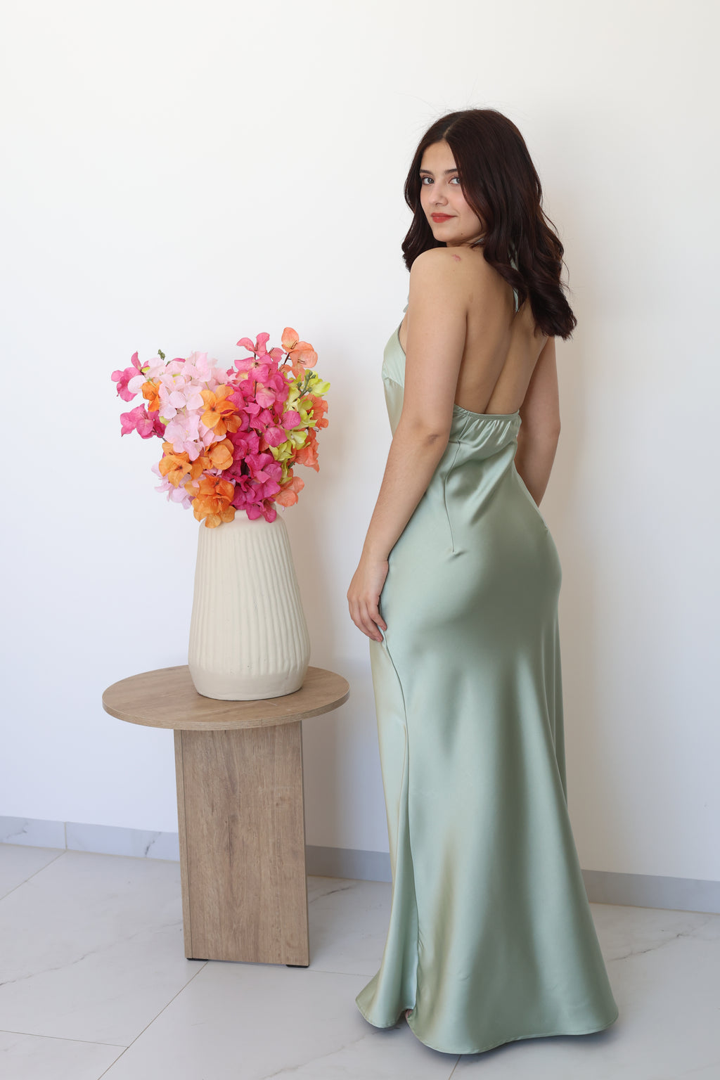 Vestido satin flor