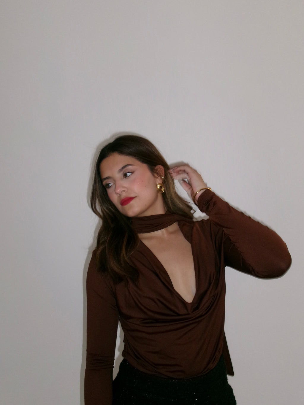 Blusa manga larga corbatín