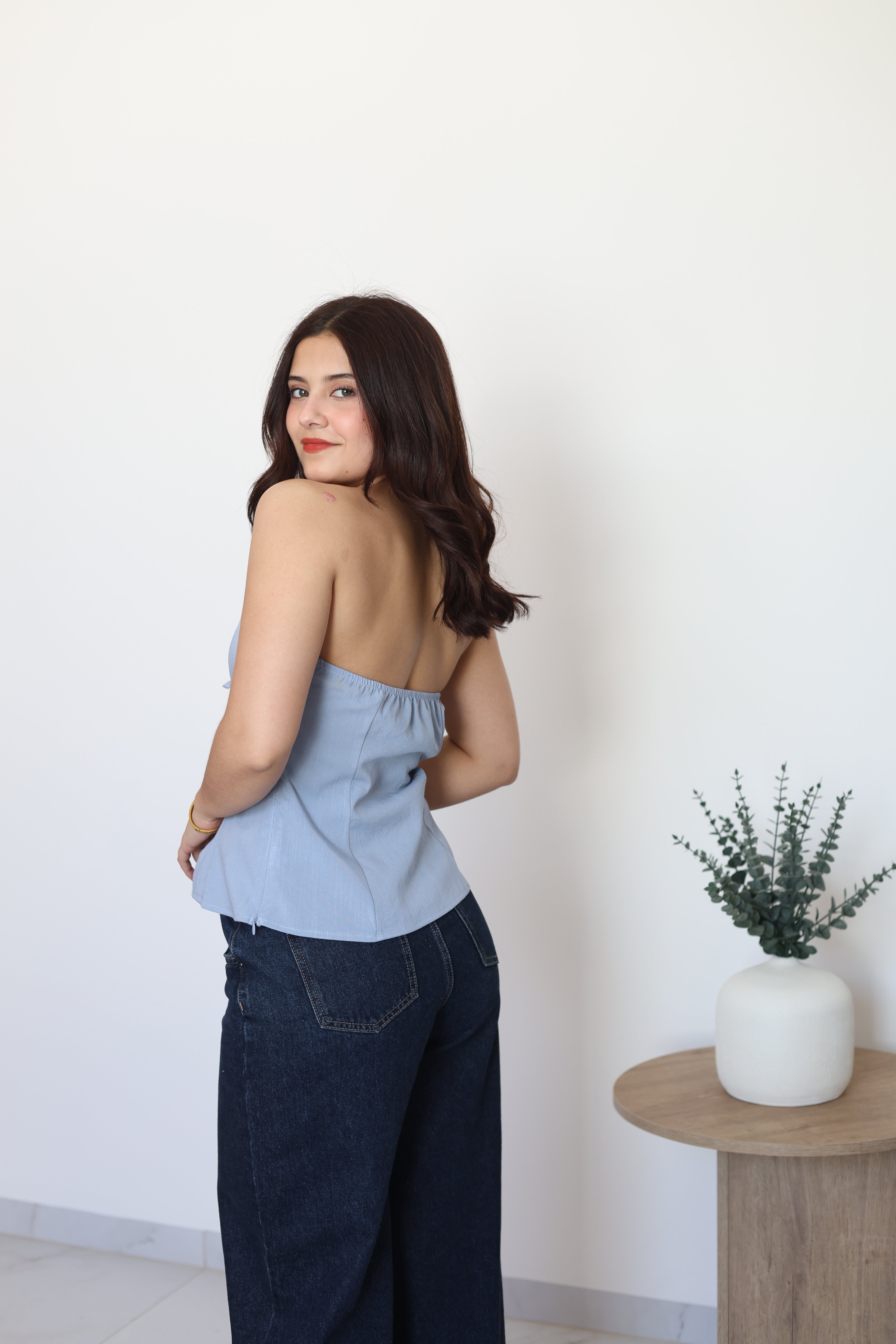 Blusa strapple moño